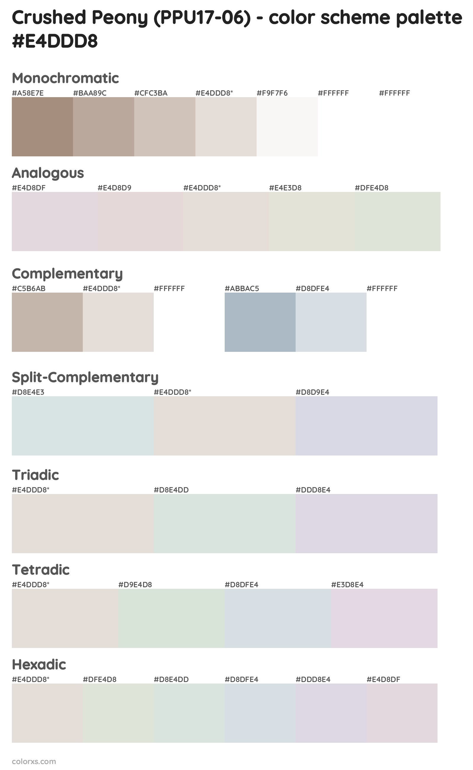 Crushed Peony (PPU17-06) Color Scheme Palettes