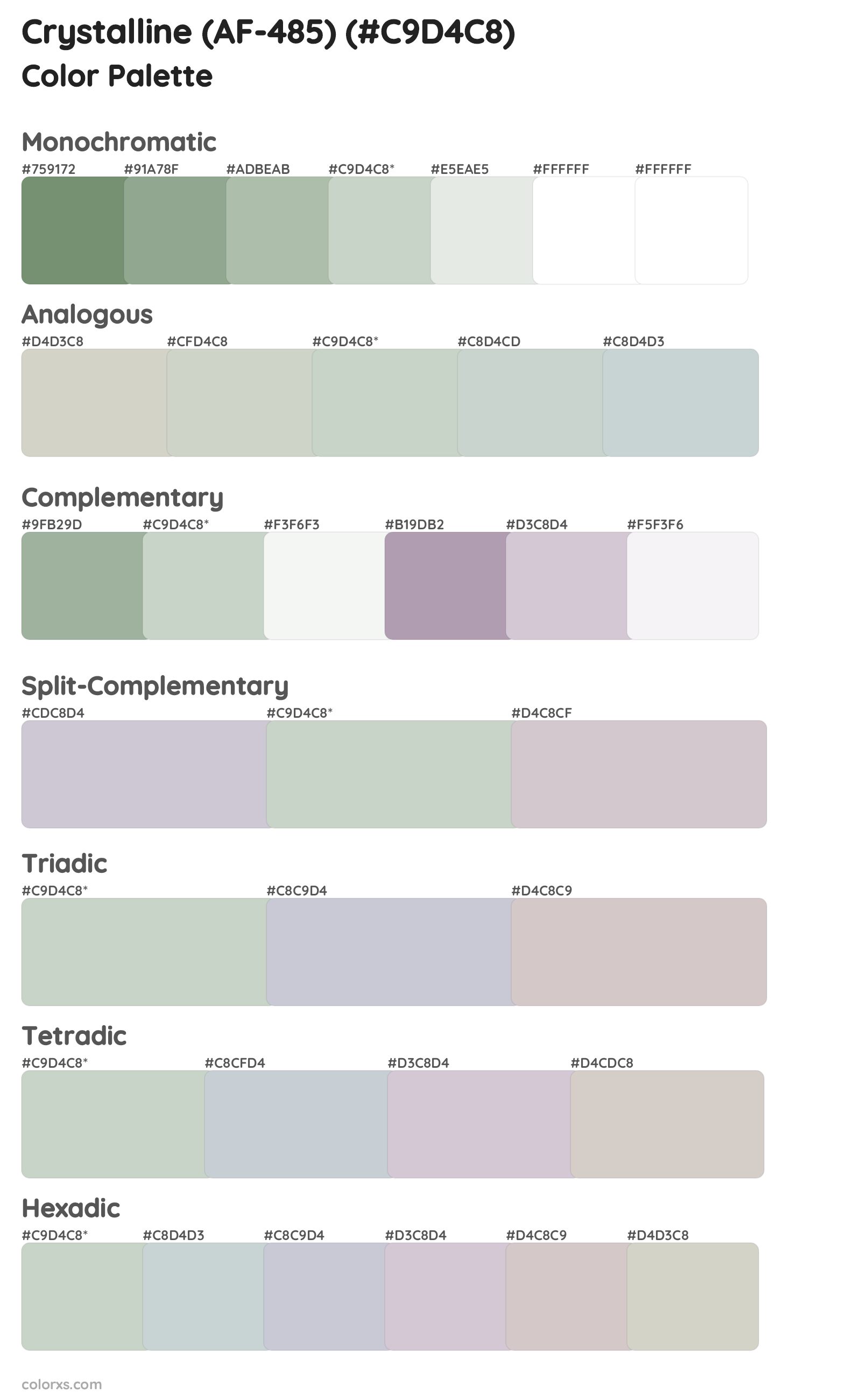 Crystalline (AF-485) Color Scheme Palettes