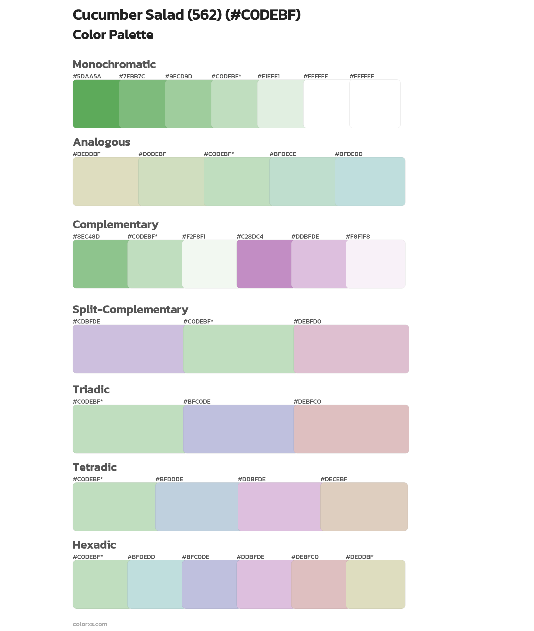 Cucumber Salad (562) Color Scheme Palettes