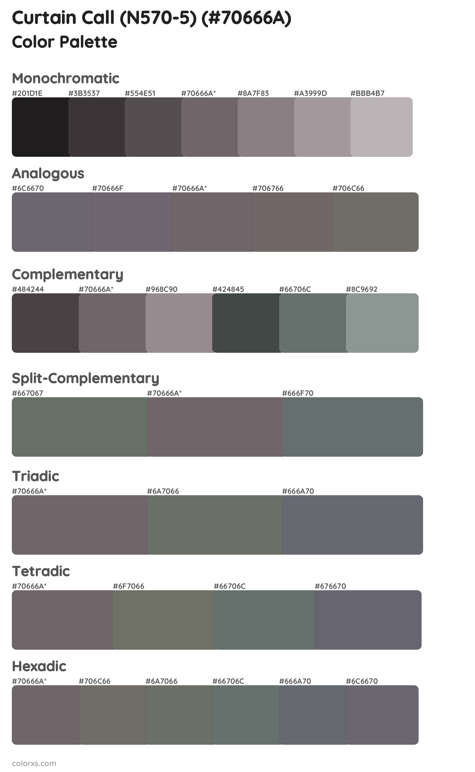 Curtain Call (N570-5) Color Scheme Palettes