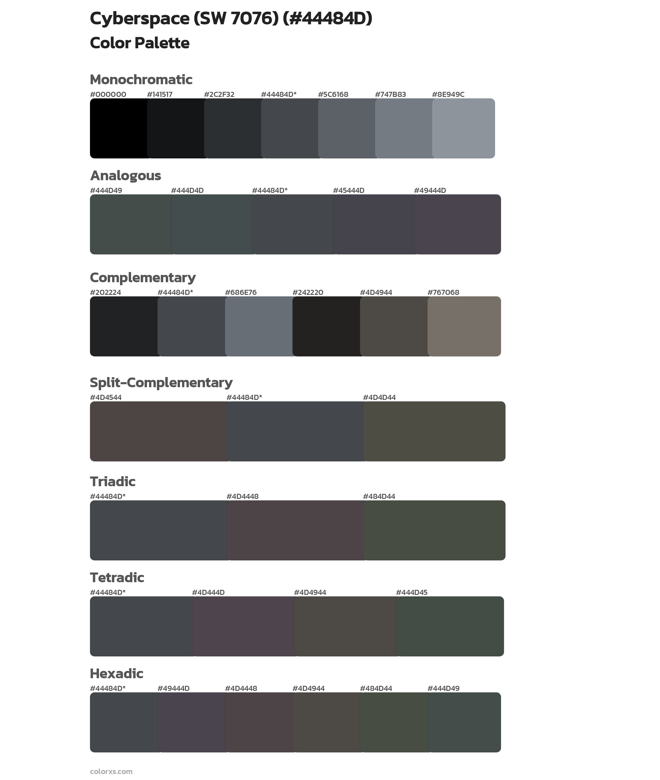 Cyberspace (SW 7076) Color Scheme Palettes