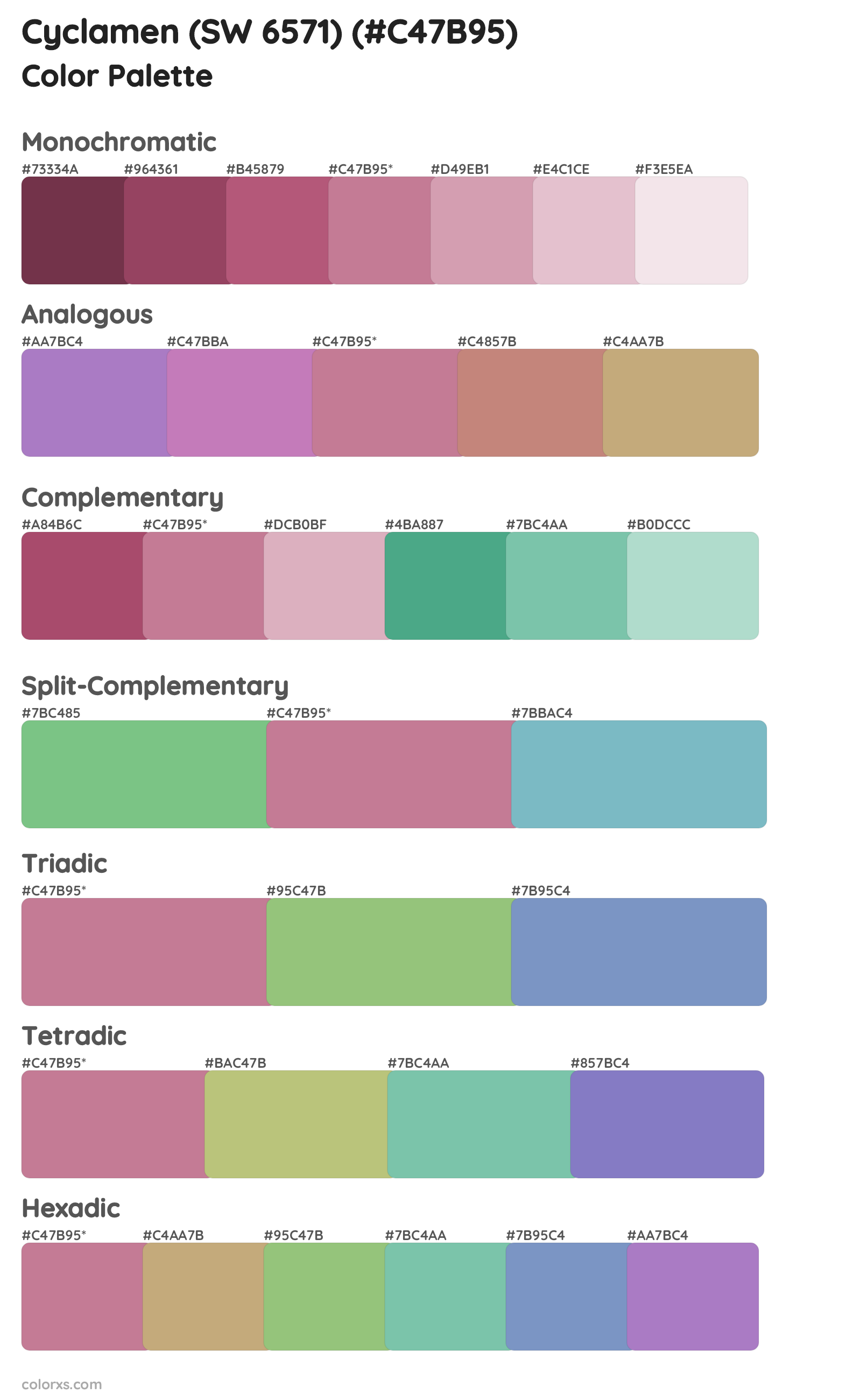 Cyclamen (SW 6571) Color Scheme Palettes