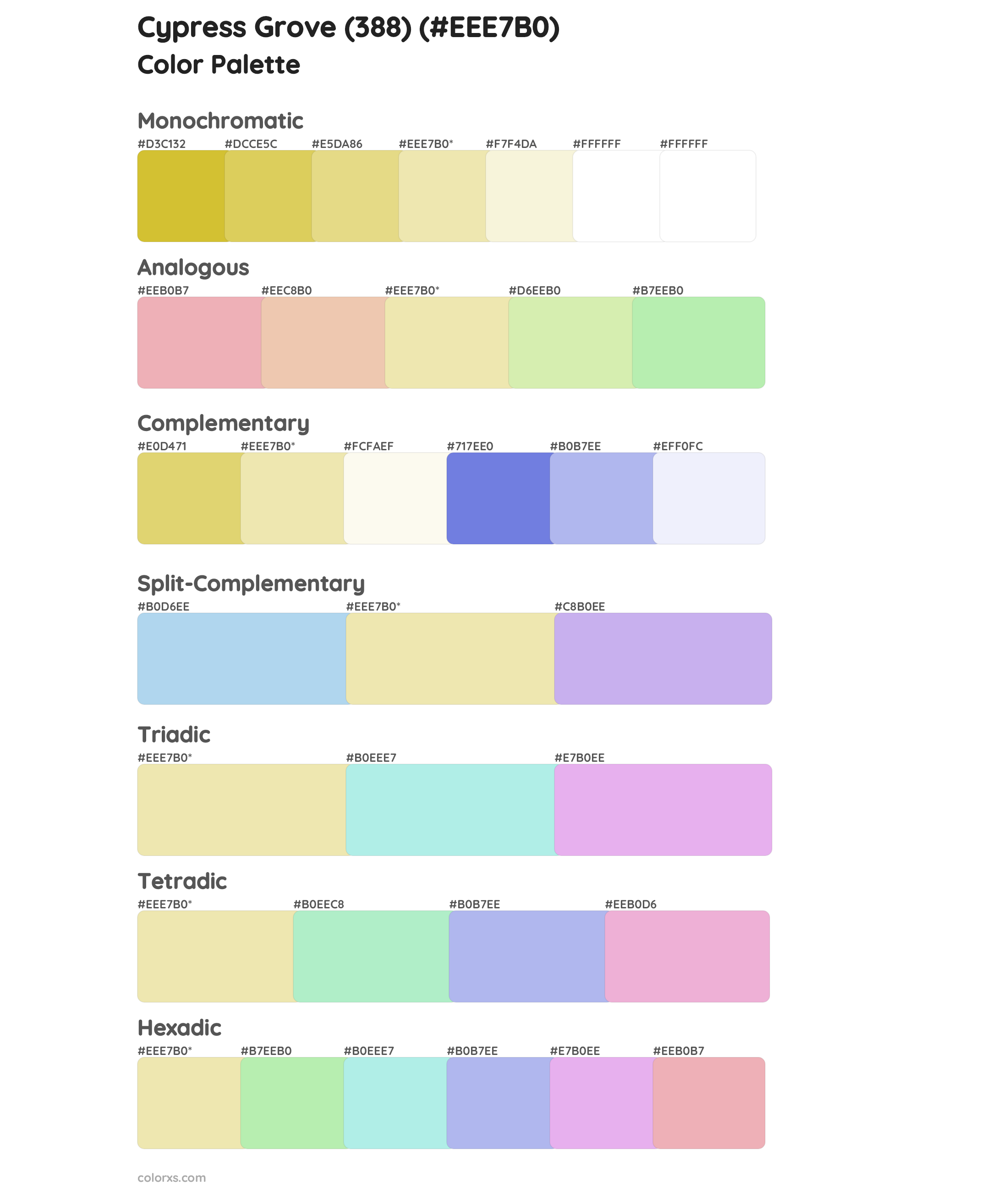 Cypress Grove (388) Color Scheme Palettes
