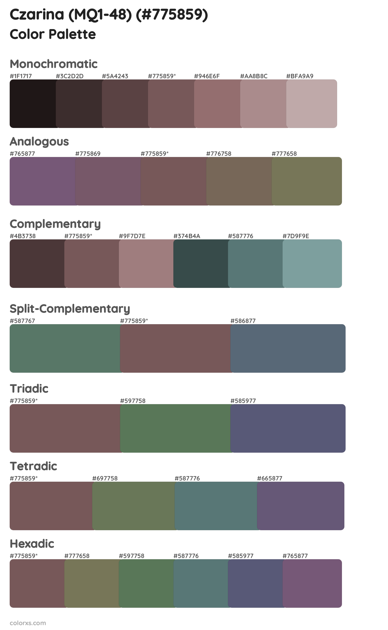 Czarina (MQ1-48) Color Scheme Palettes