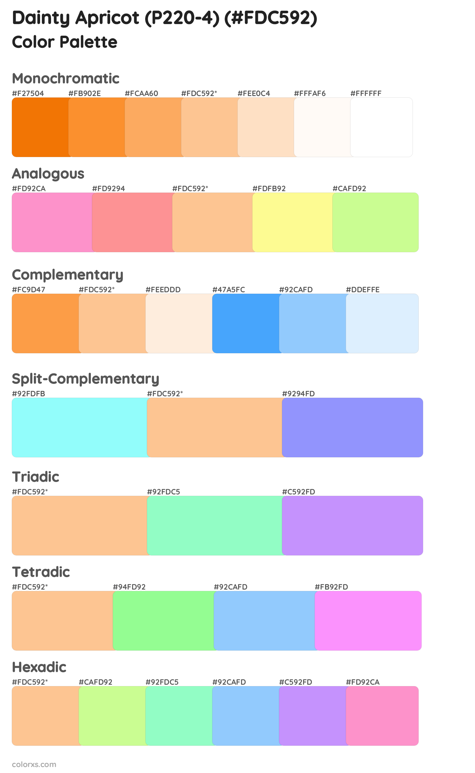 Dainty Apricot (P220-4) Color Scheme Palettes