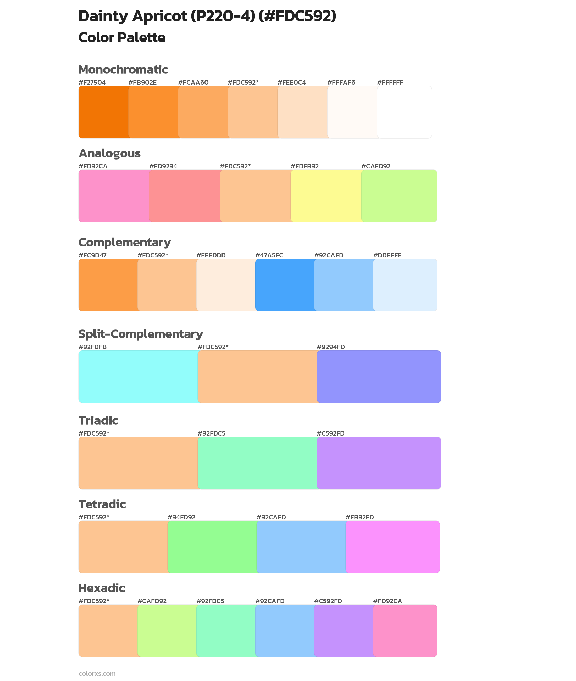 Dainty Apricot (P220-4) Color Scheme Palettes