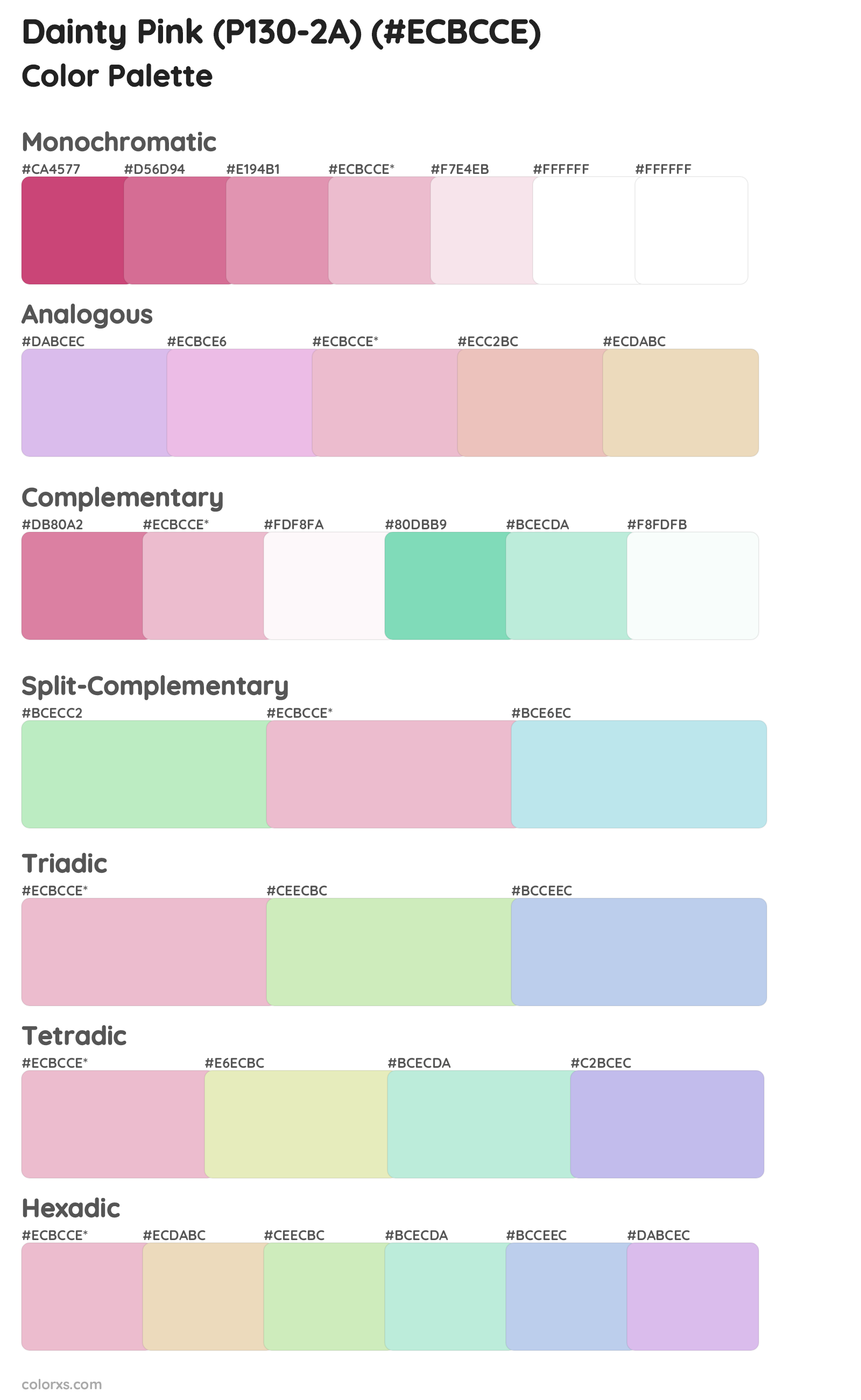 Dainty Pink (P130-2A) Color Scheme Palettes