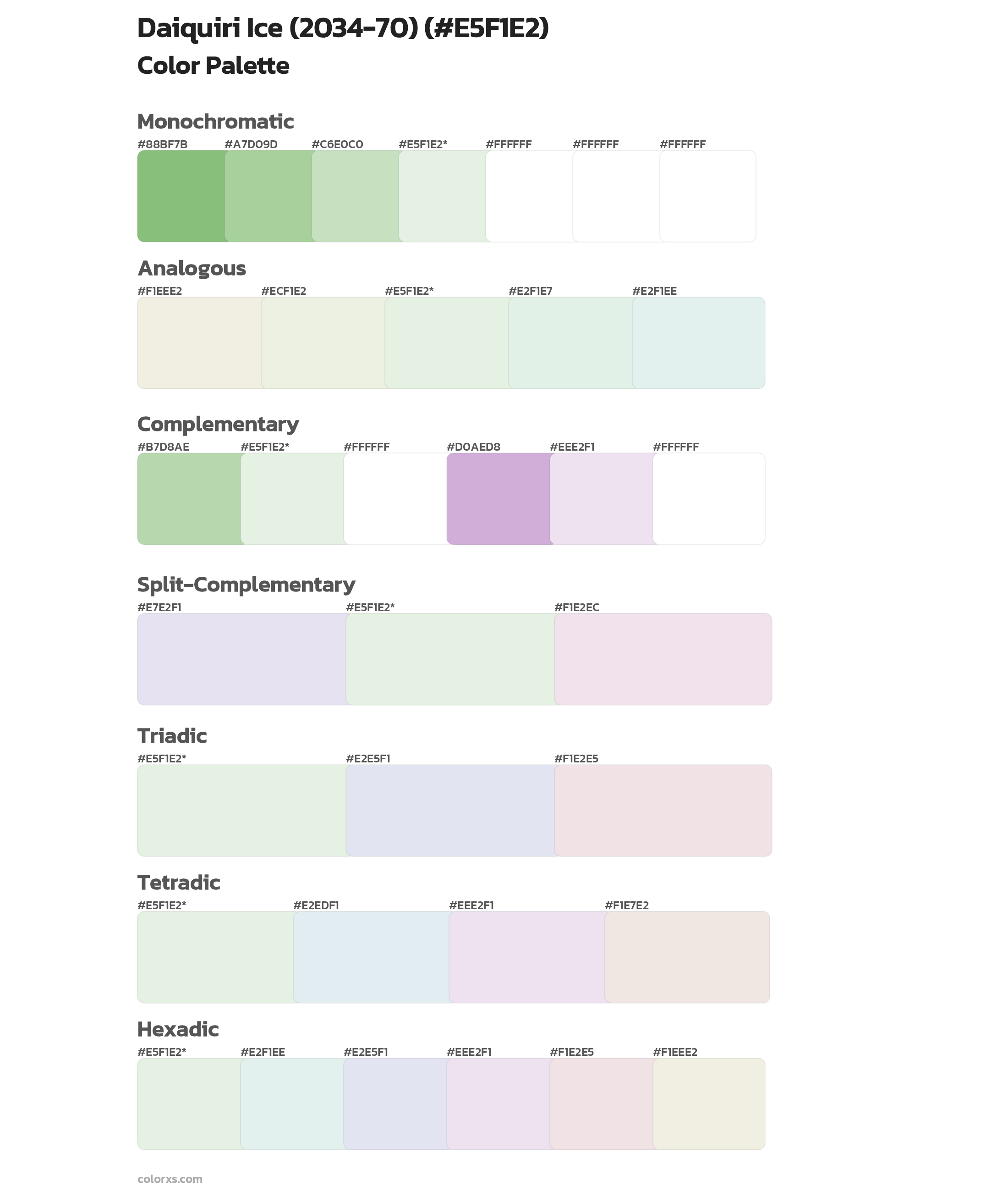 Daiquiri Ice (2034-70) Color Scheme Palettes