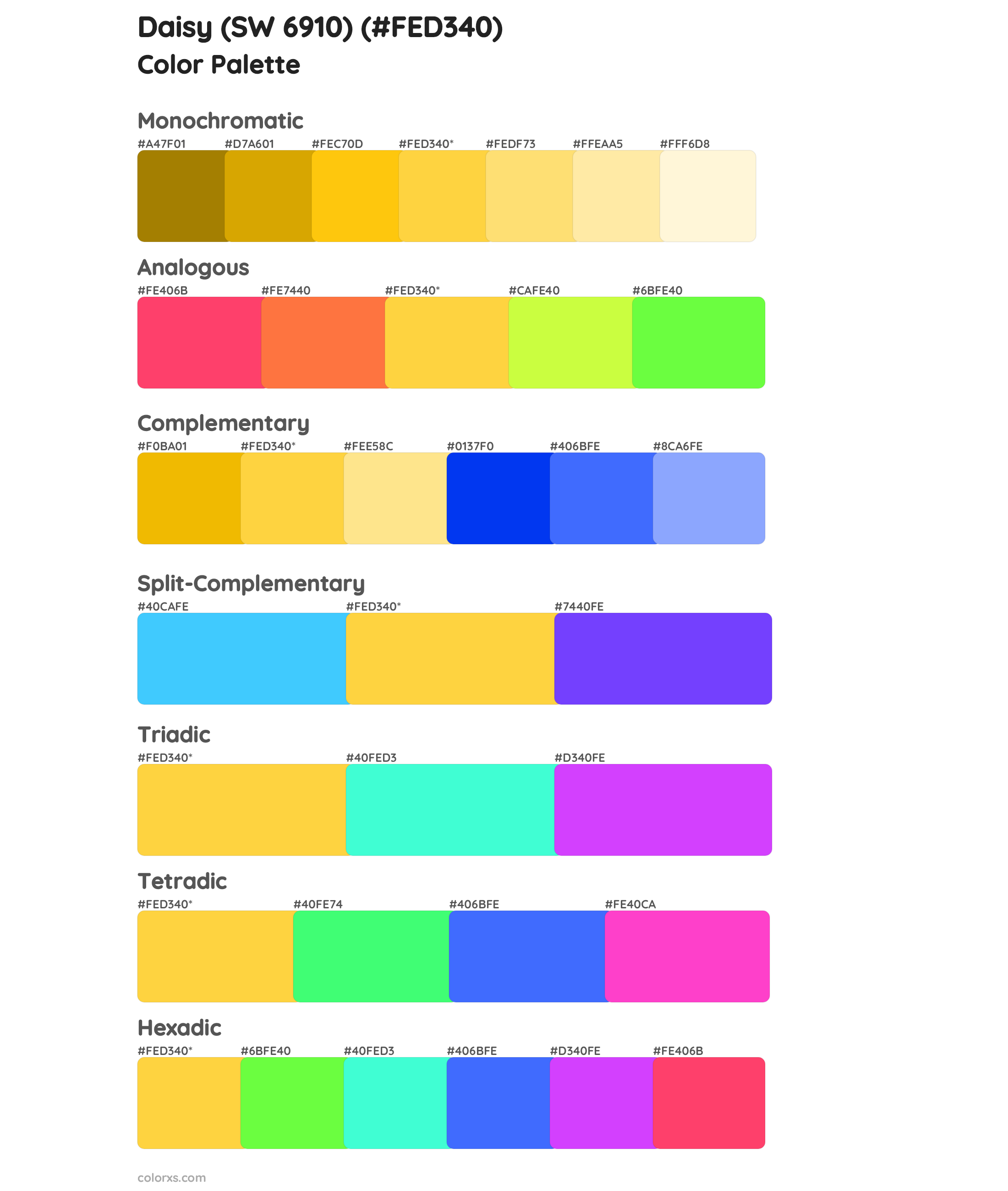 Daisy (SW 6910) Color Scheme Palettes