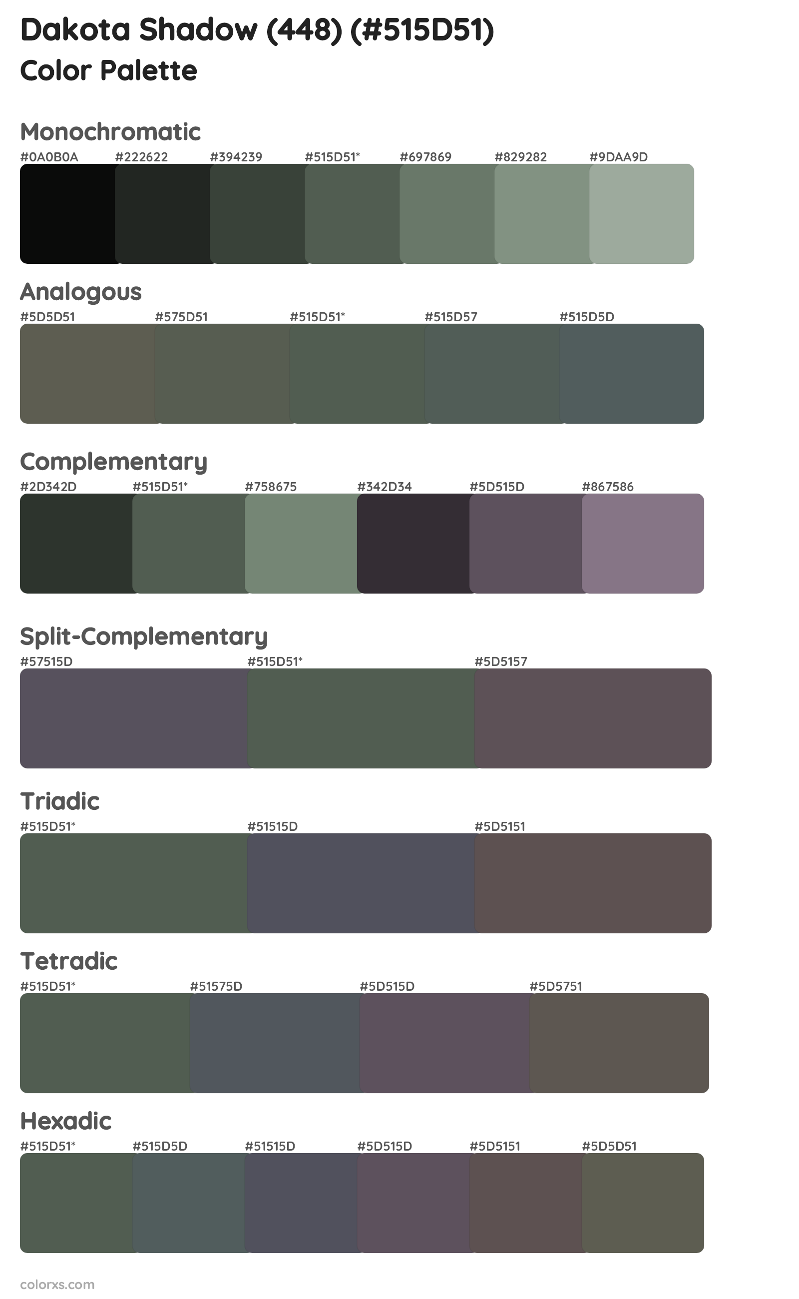 Dakota Shadow (448) Color Scheme Palettes