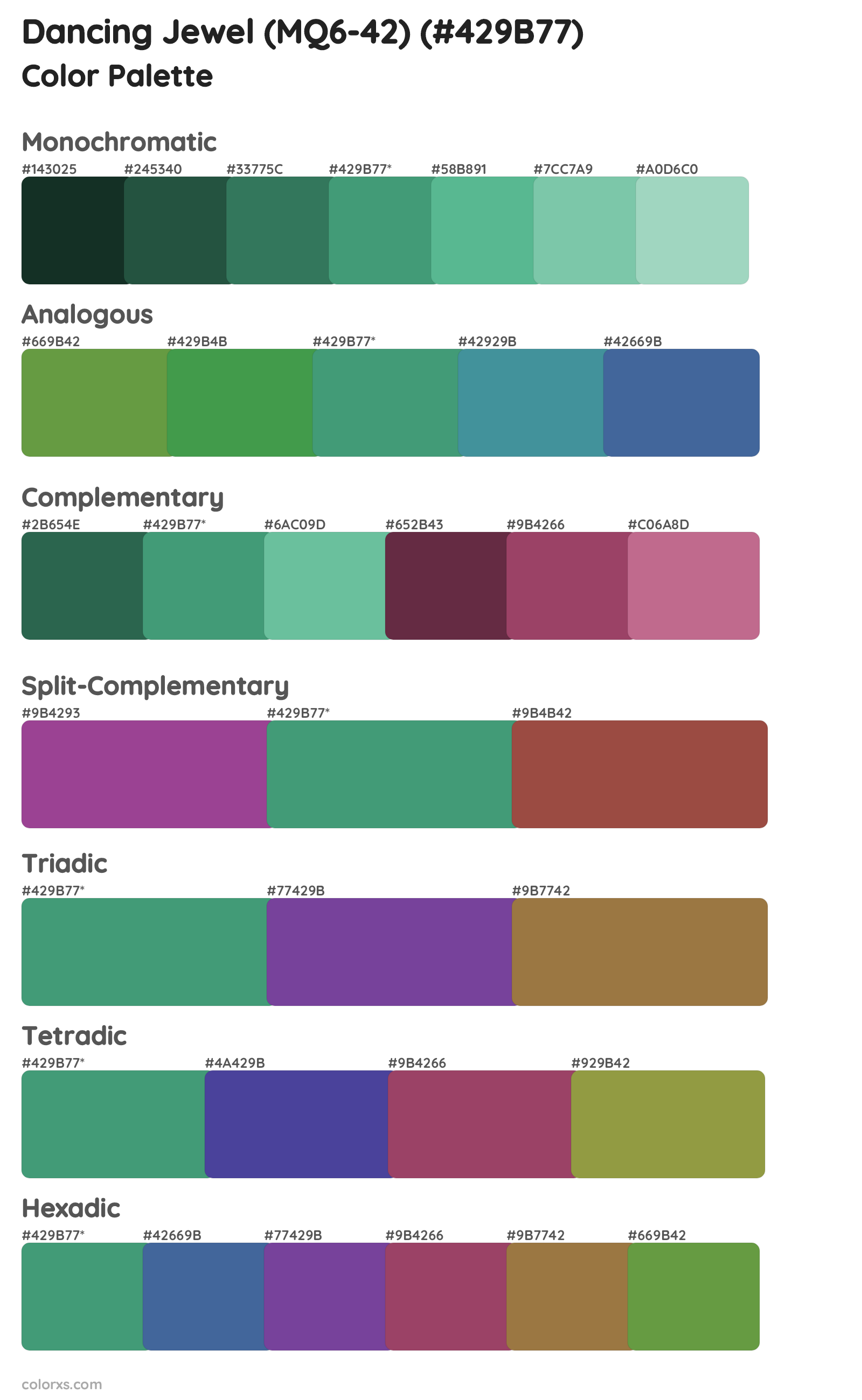 Dancing Jewel (MQ6-42) Color Scheme Palettes