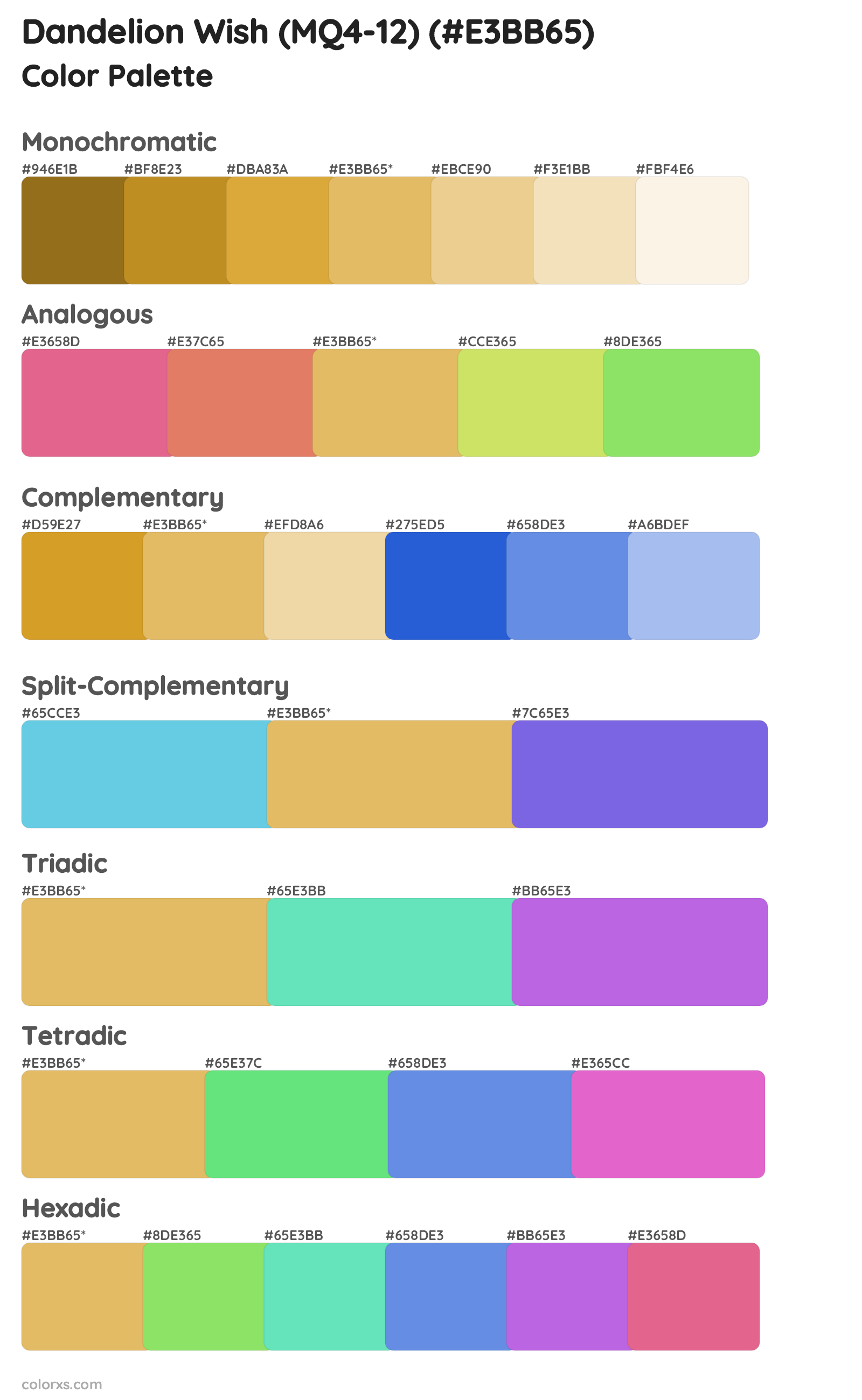 Dandelion Wish (MQ4-12) Color Scheme Palettes