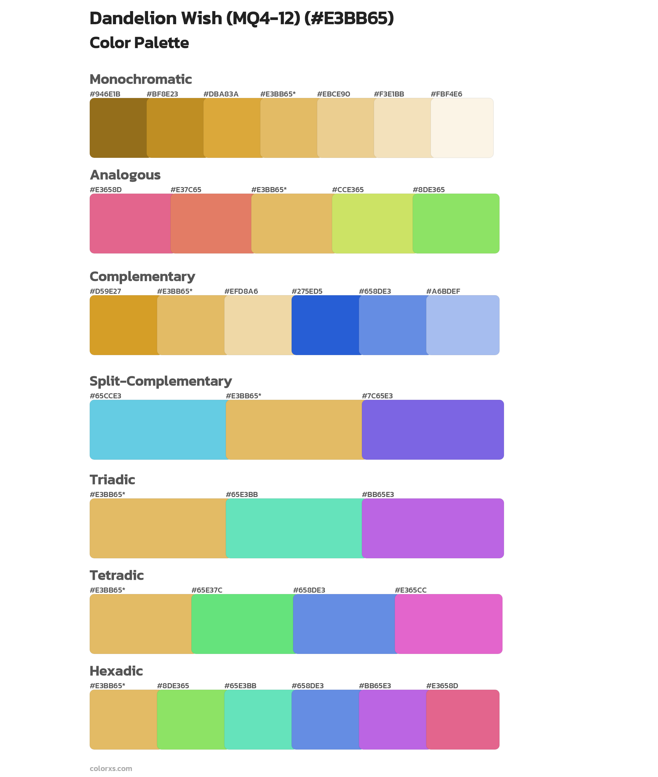 Dandelion Wish (MQ4-12) Color Scheme Palettes