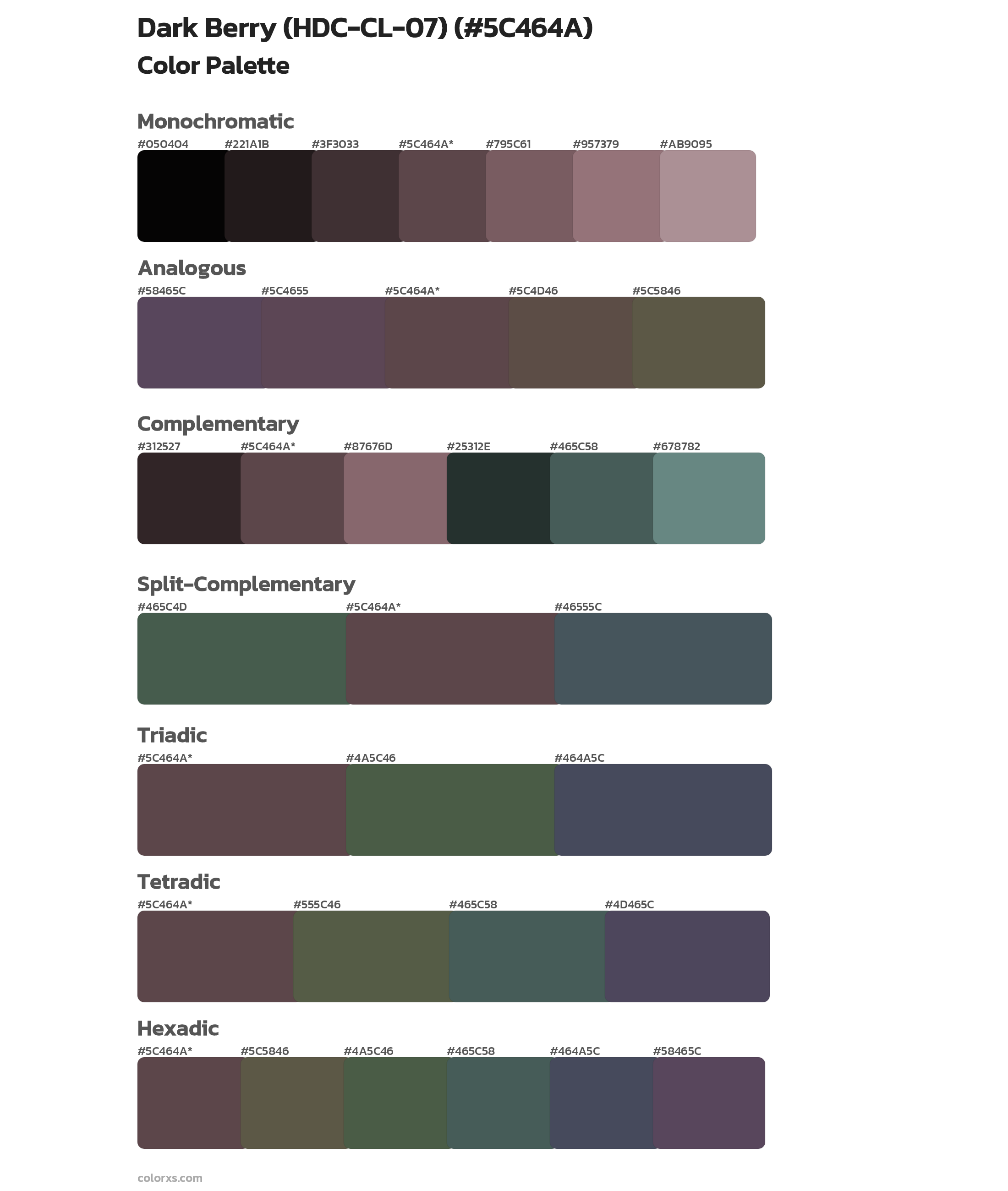 Dark Berry (HDC-CL-07) Color Scheme Palettes
