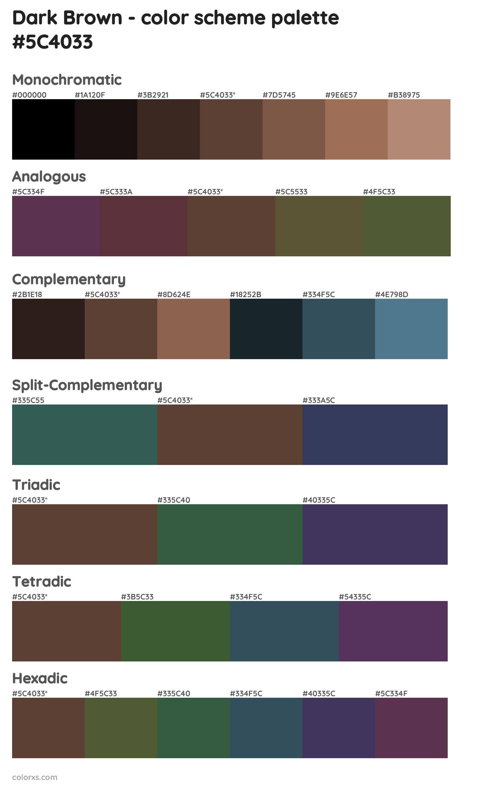 Dark Brown Color Scheme Palettes