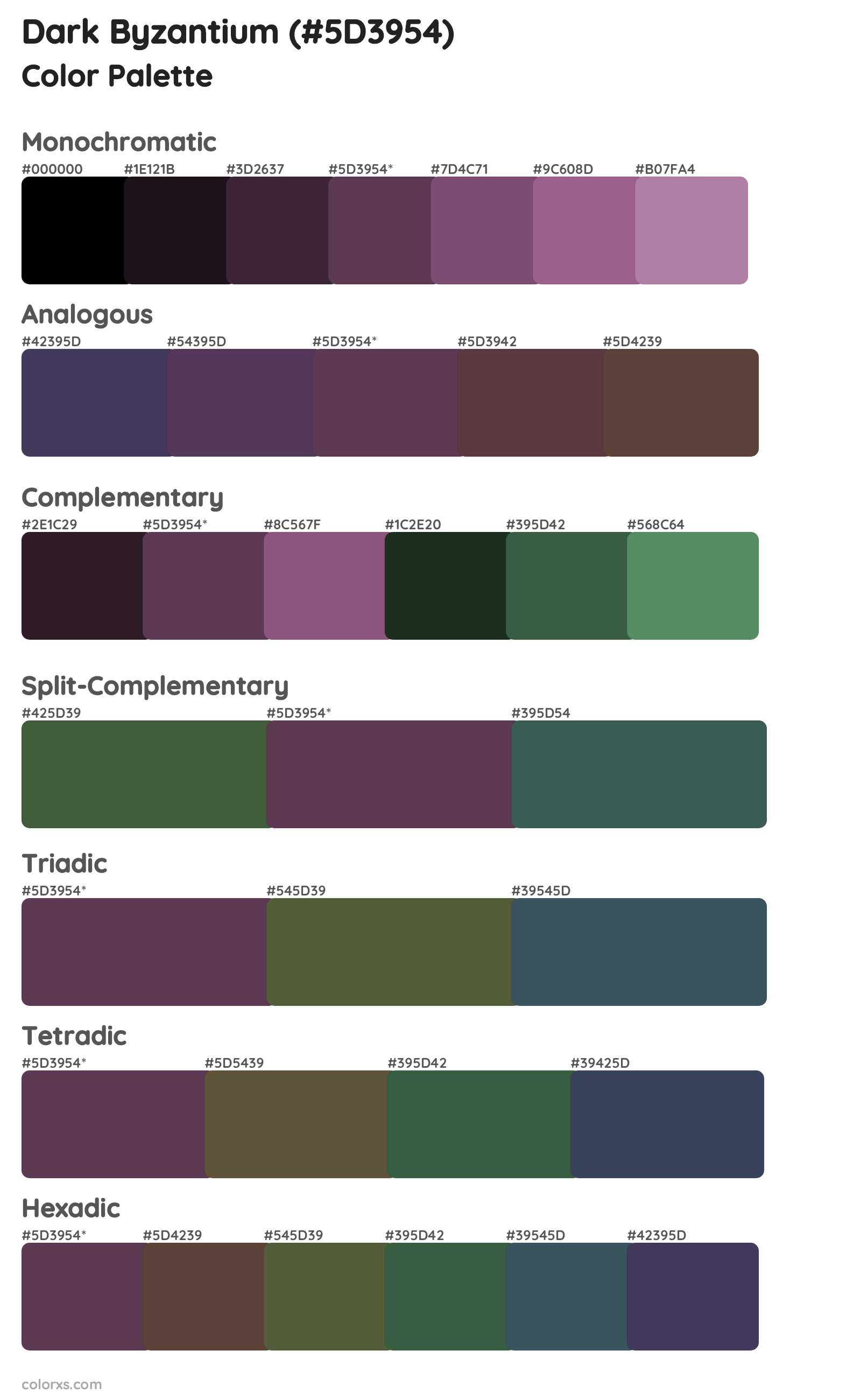 Dark Byzantium Color Scheme Palettes