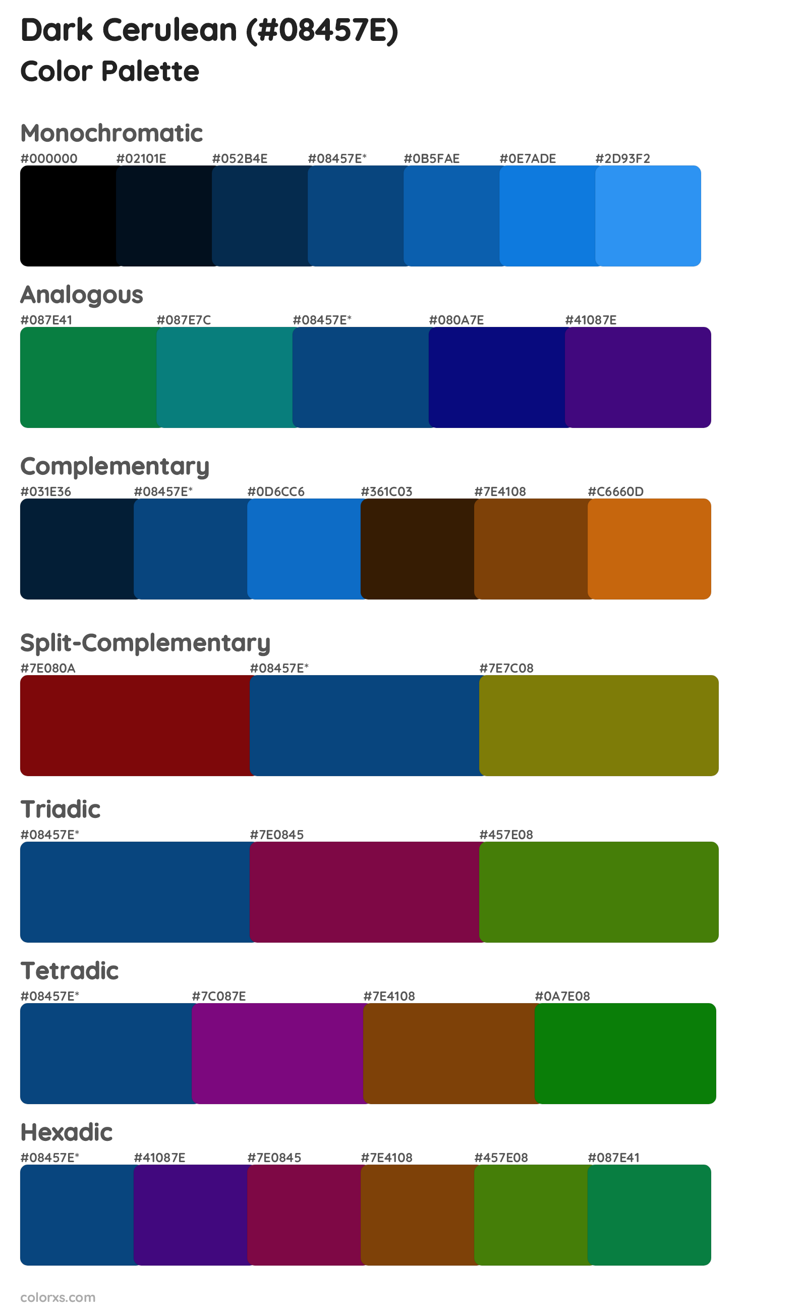 Dark Cerulean Color Scheme Palettes