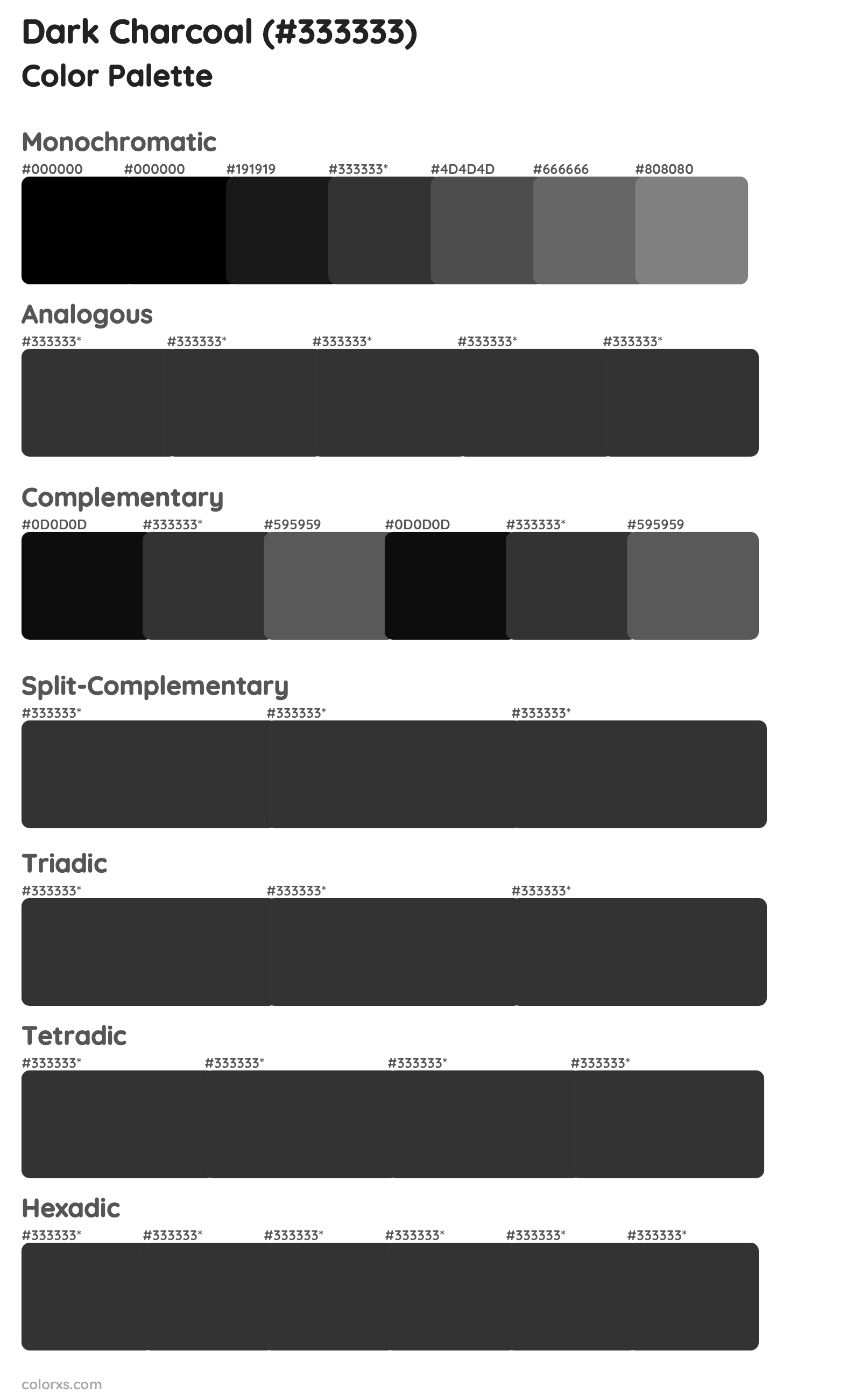 Dark Charcoal Color Scheme Palettes