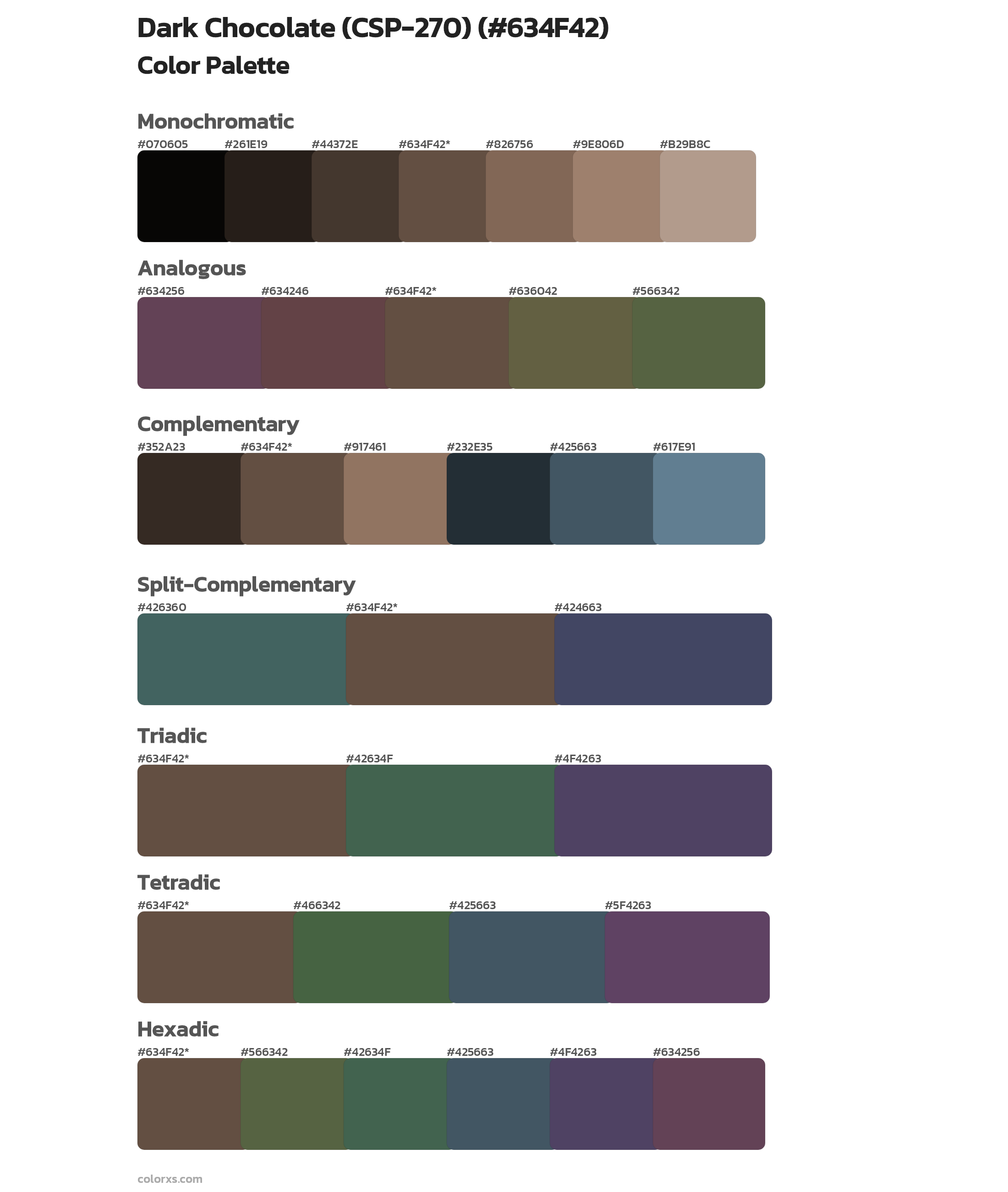 Dark Chocolate (CSP-270) Color Scheme Palettes
