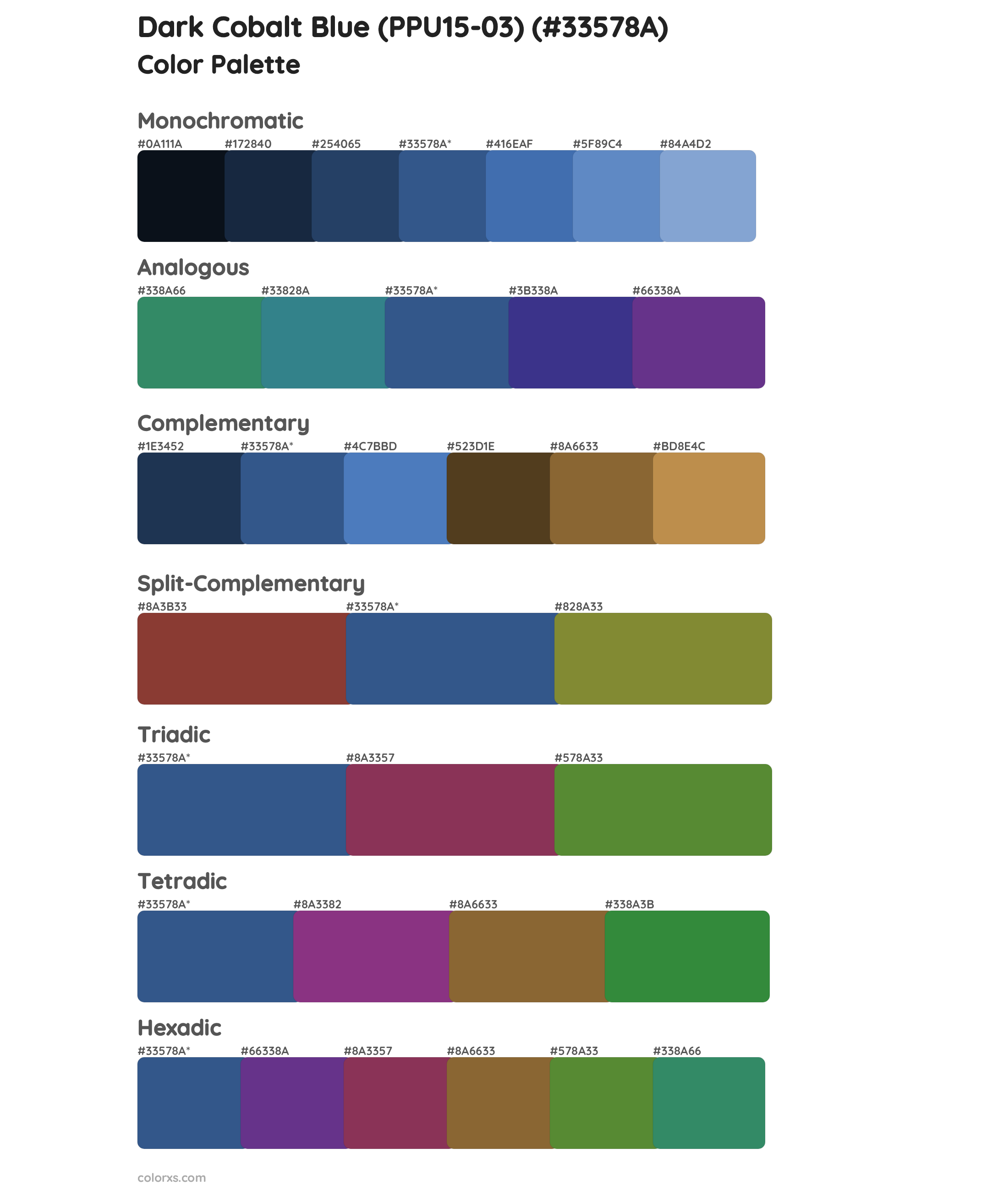 Dark Cobalt Blue (PPU15-03) Color Scheme Palettes