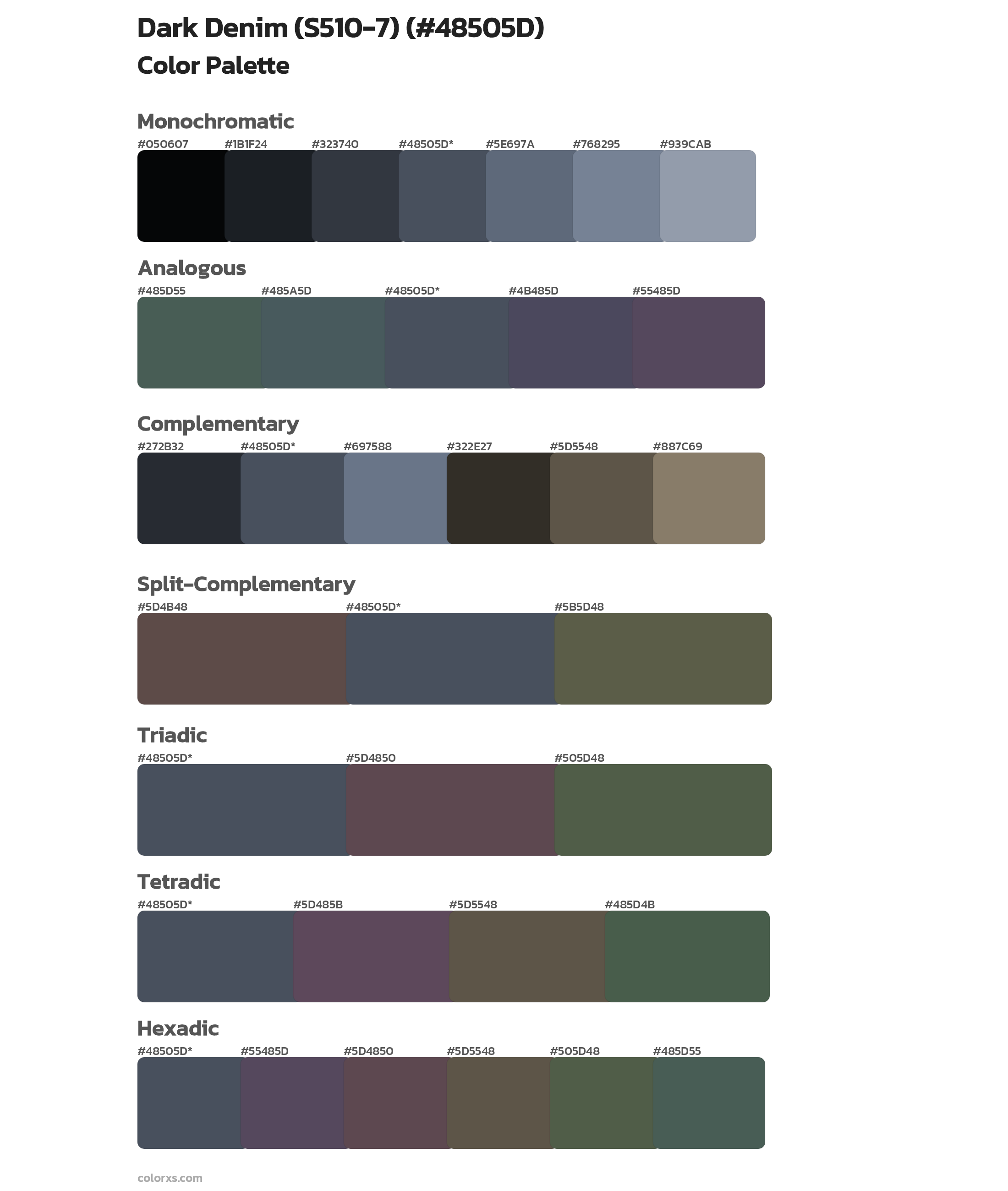 Dark Denim (S510-7) Color Scheme Palettes