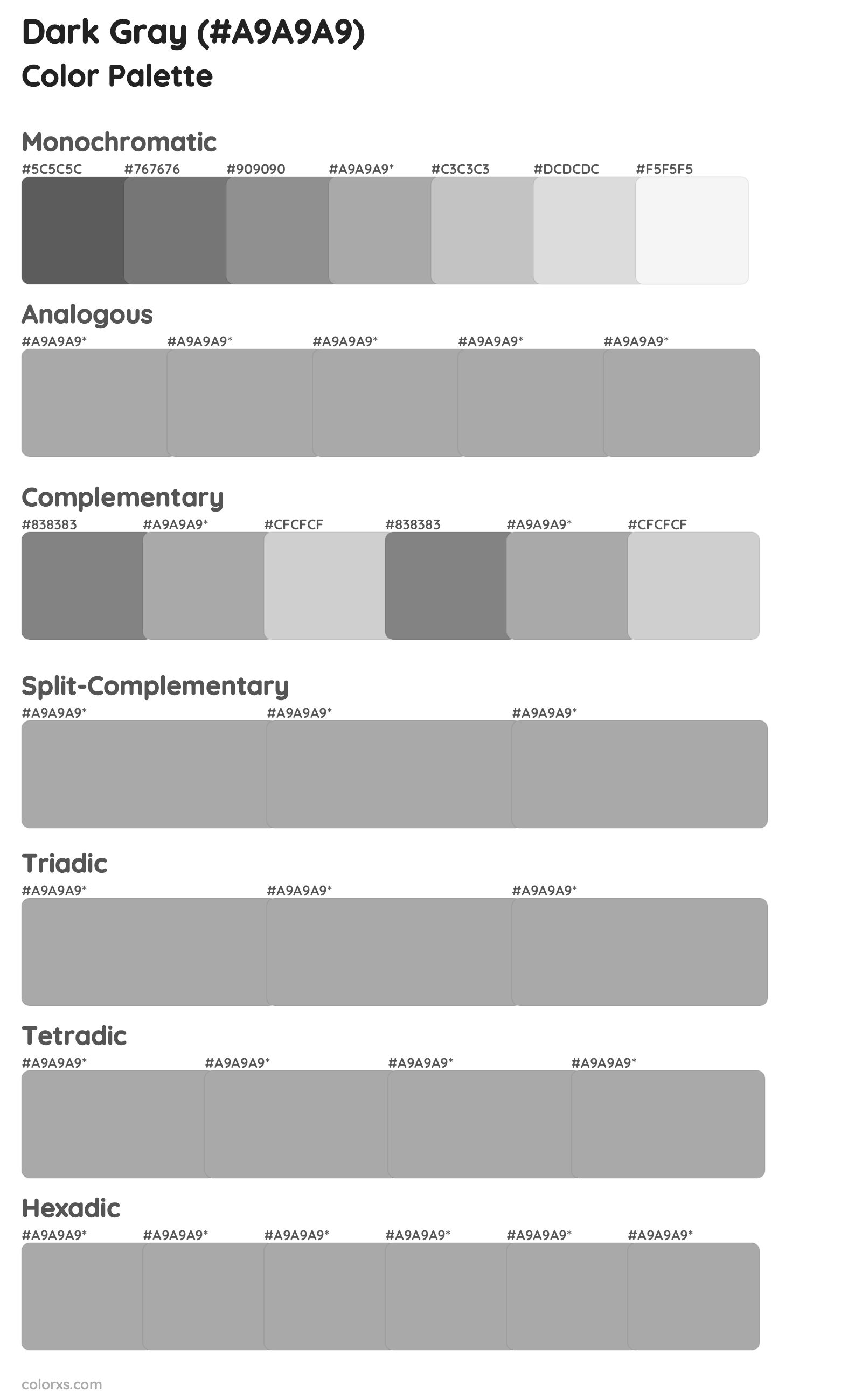 Dark Gray Color Scheme Palettes