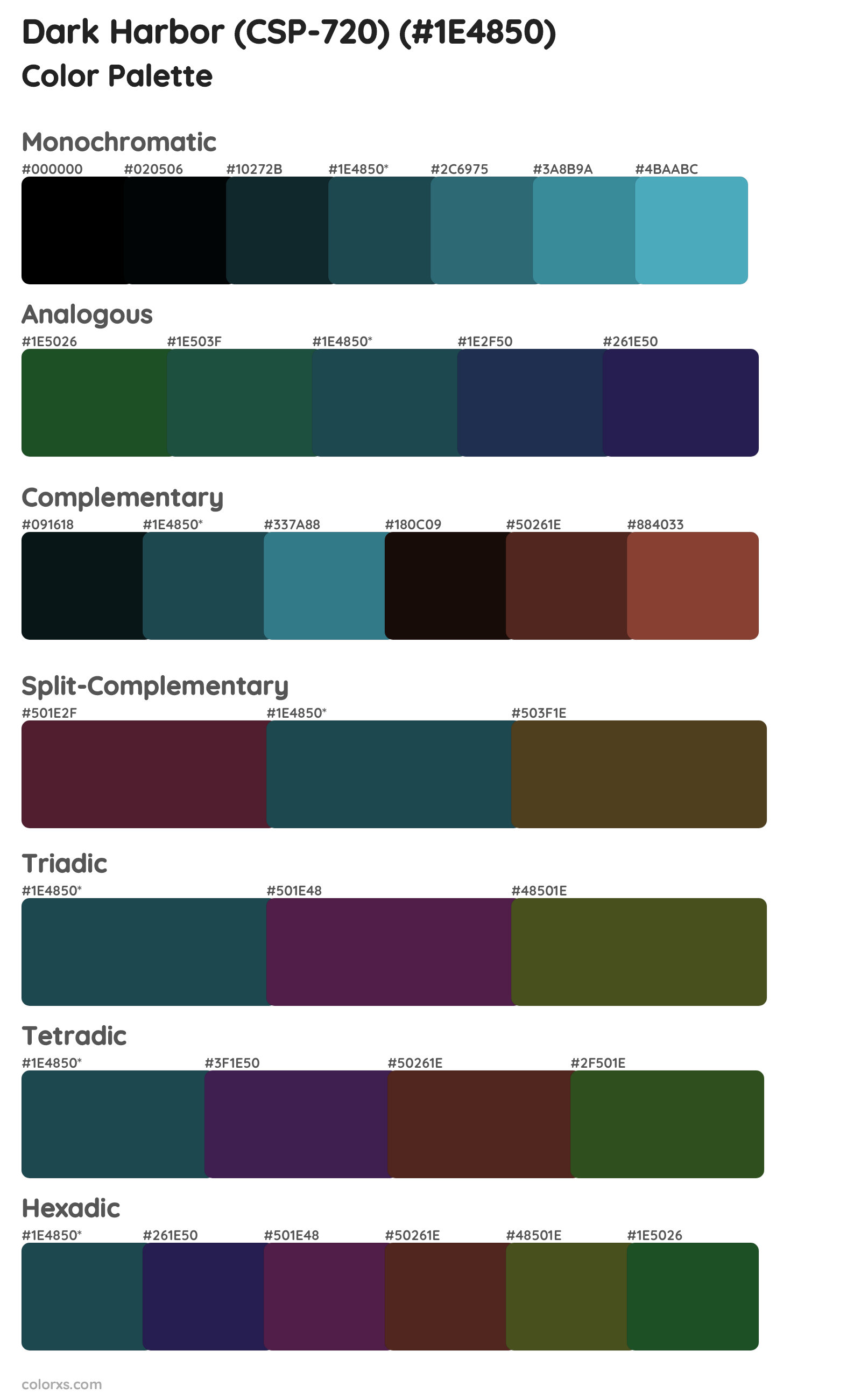 Dark Harbor (CSP-720) Color Scheme Palettes