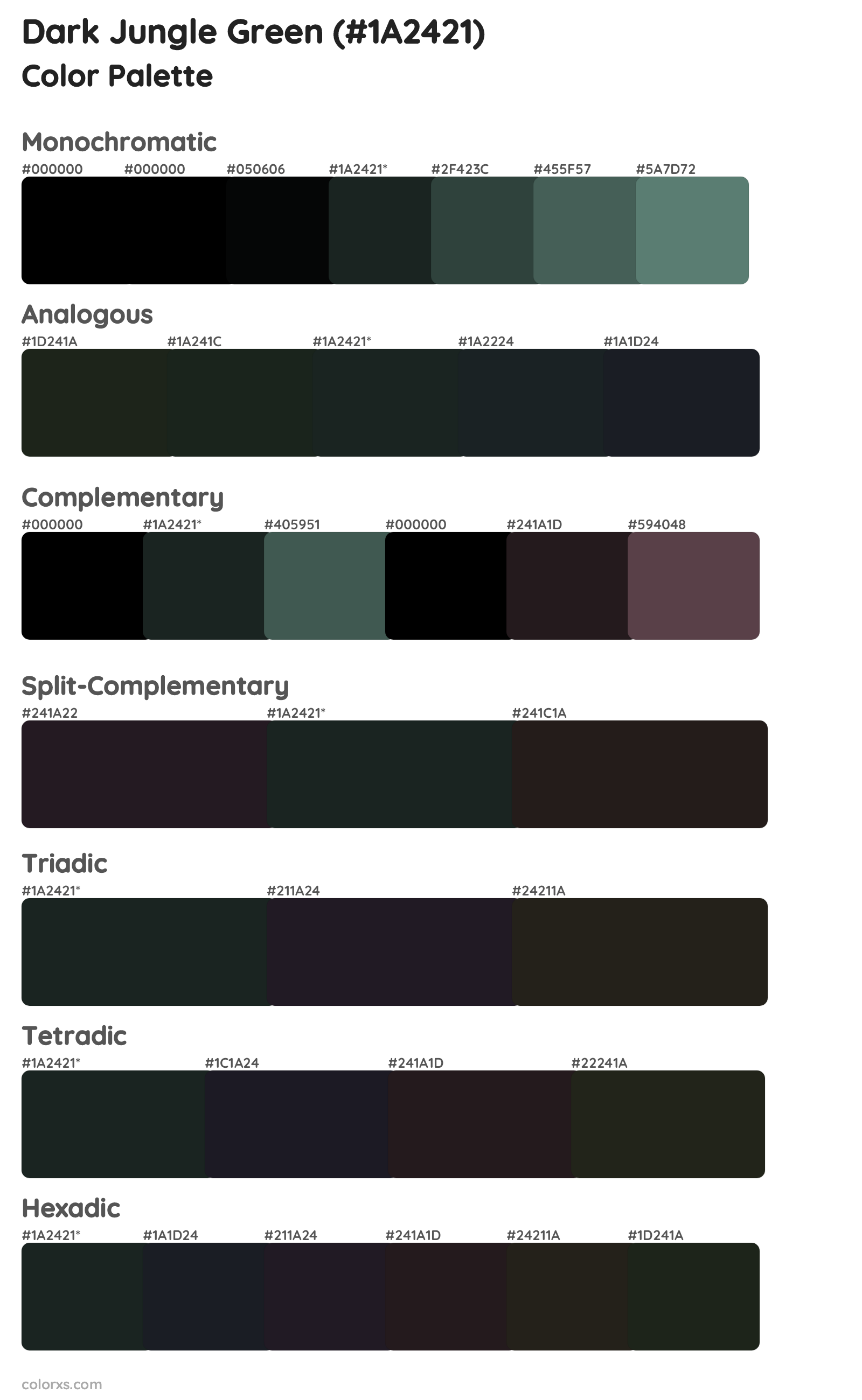Dark Jungle Green Color Scheme Palettes