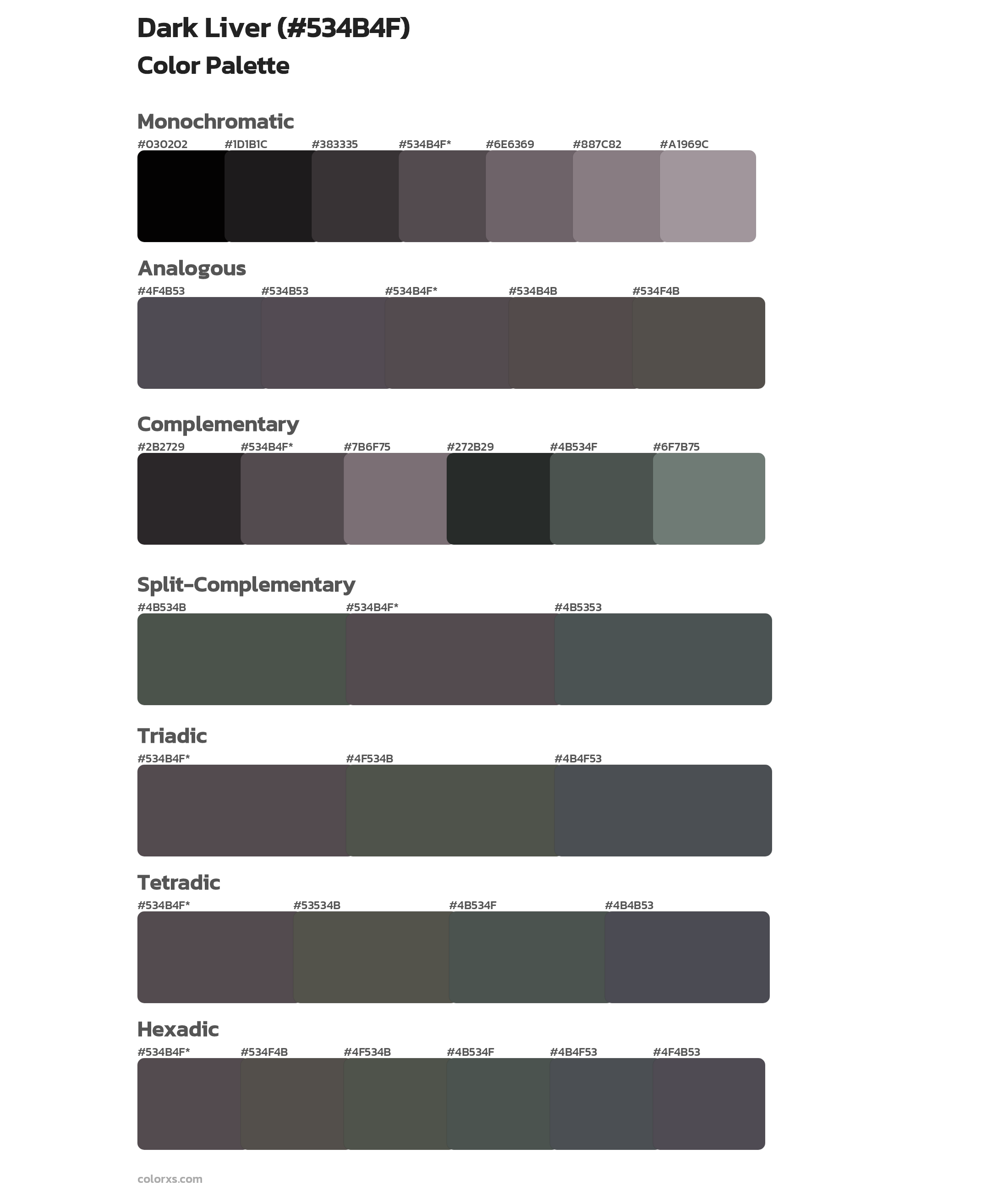Dark Liver Color Scheme Palettes