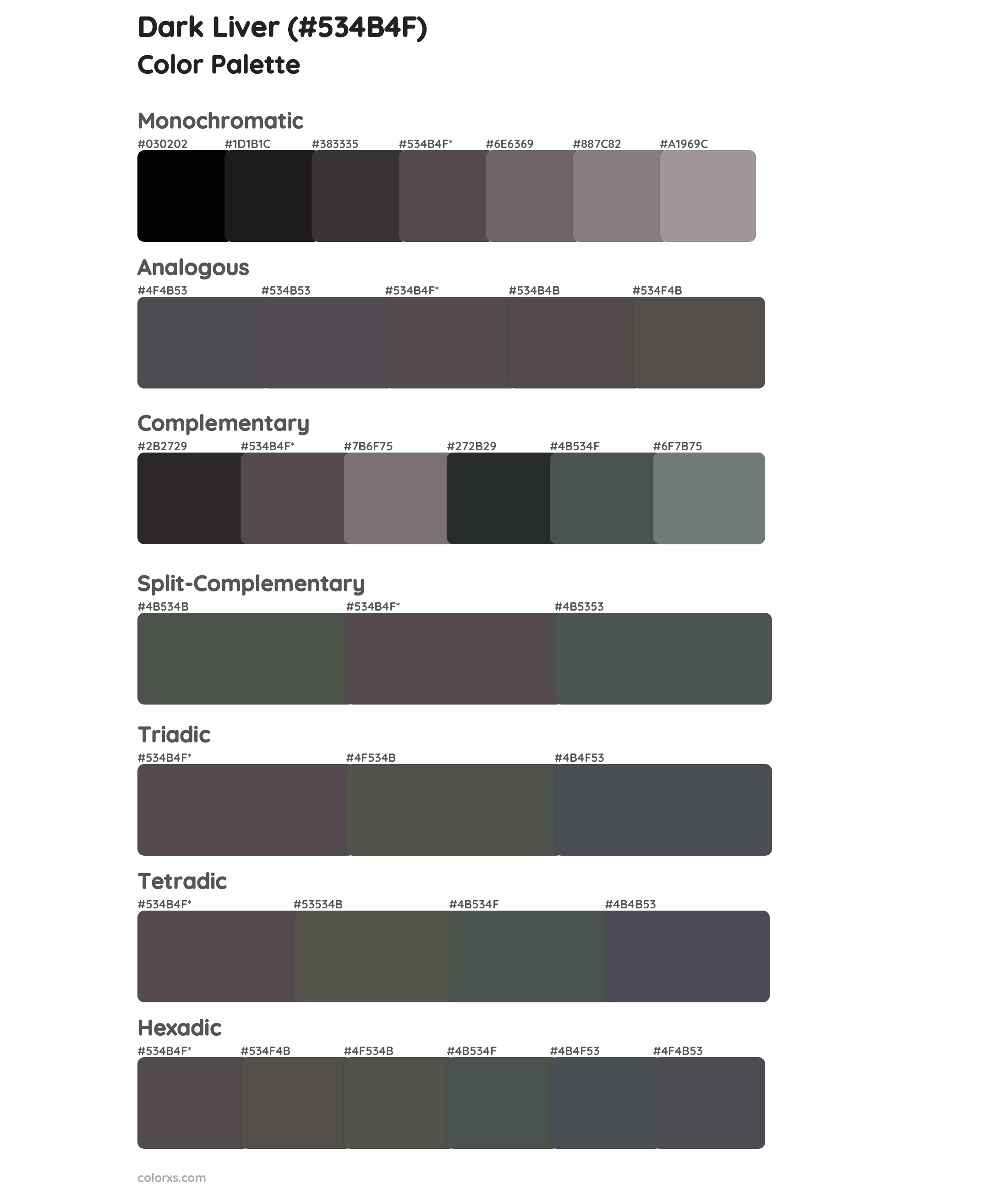 Dark Liver Color Scheme Palettes