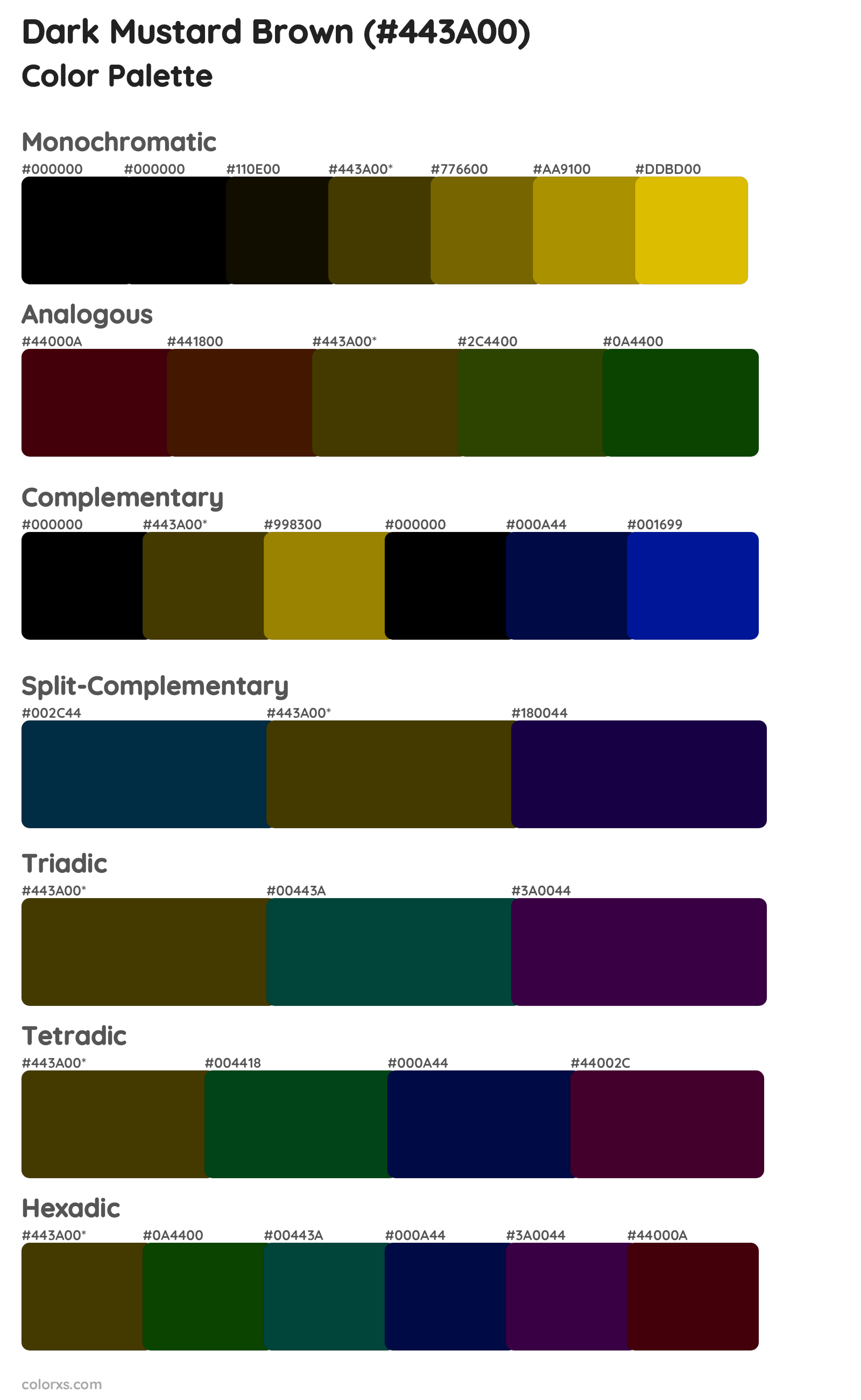 Dark Mustard Brown Color Scheme Palettes