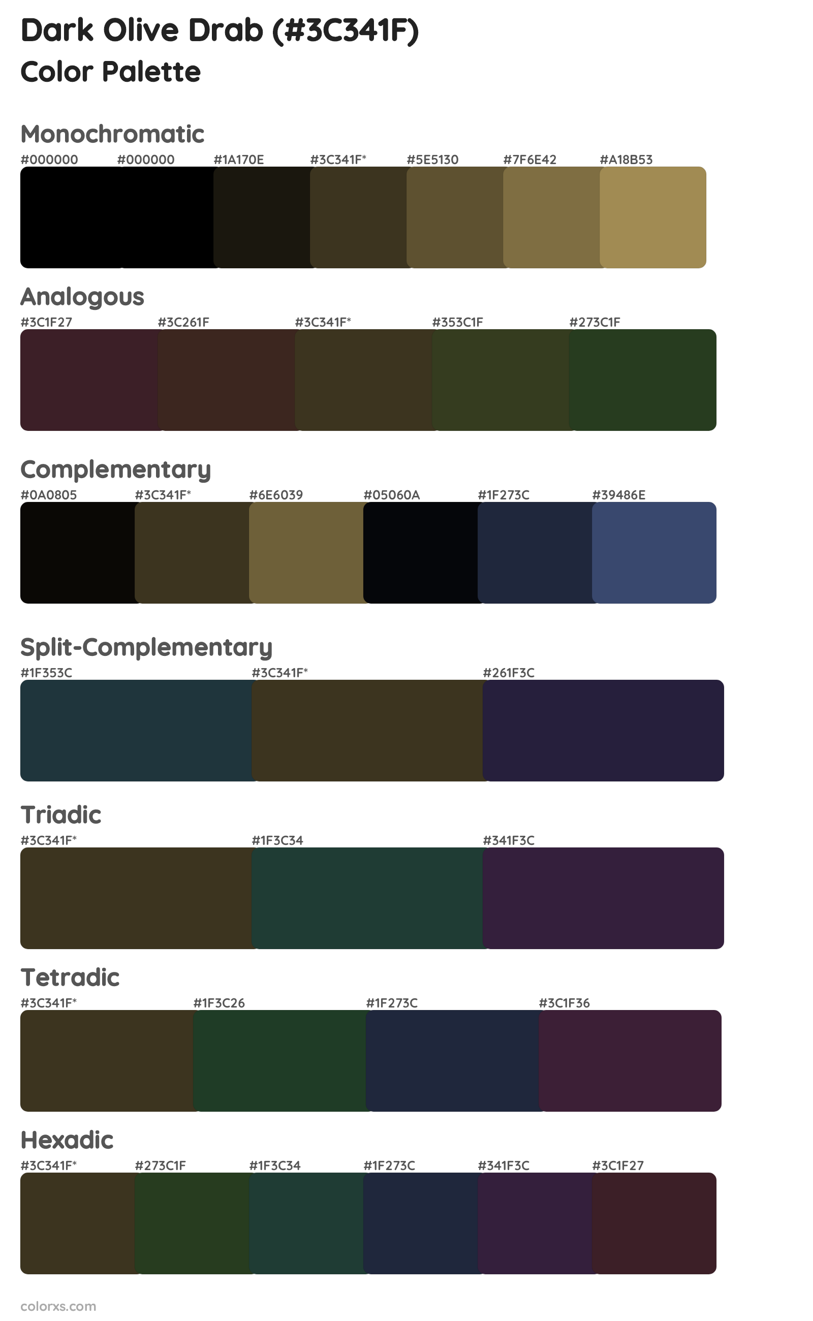 Dark Olive Drab Color Scheme Palettes