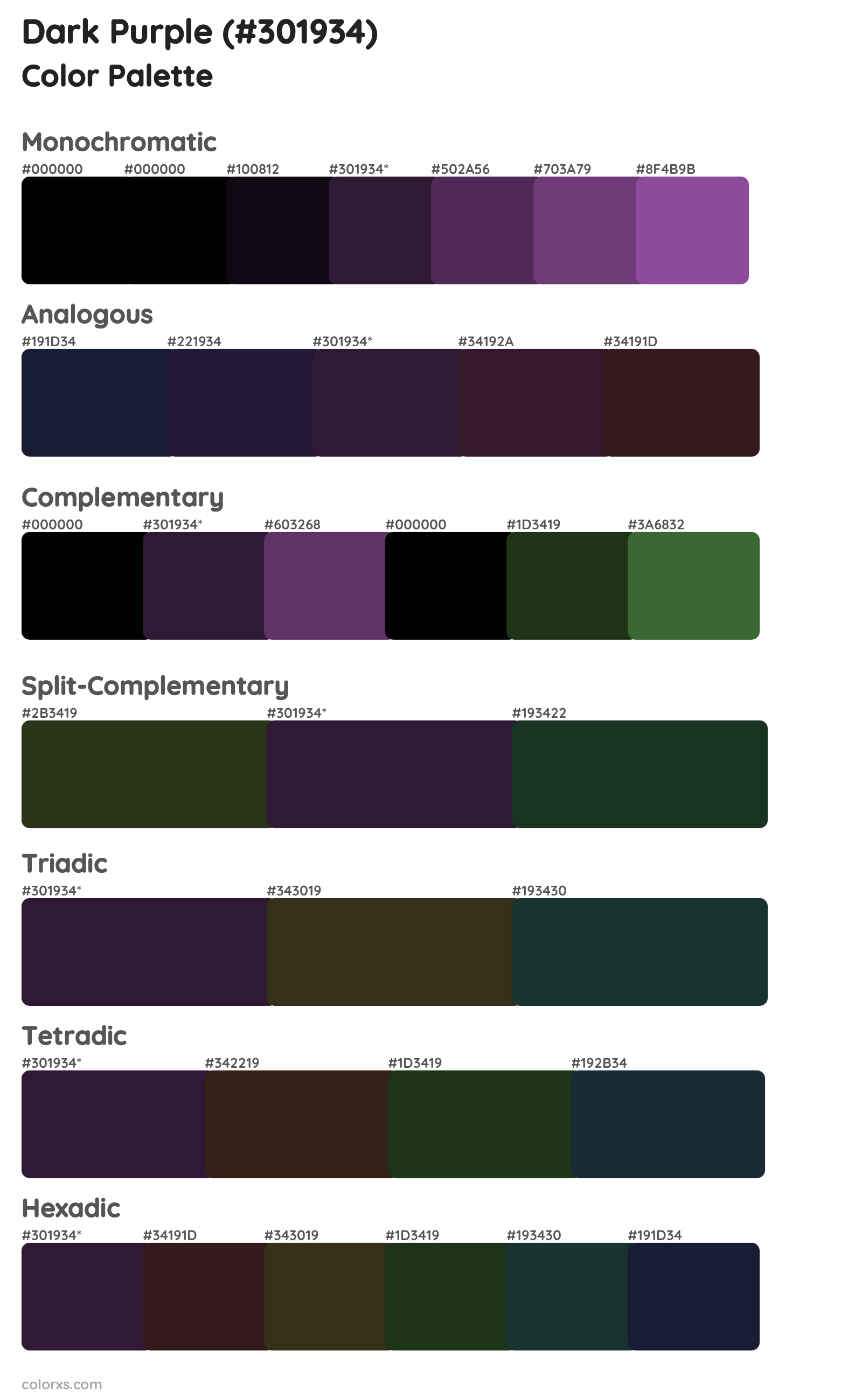 Dark Purple Color Scheme Palettes