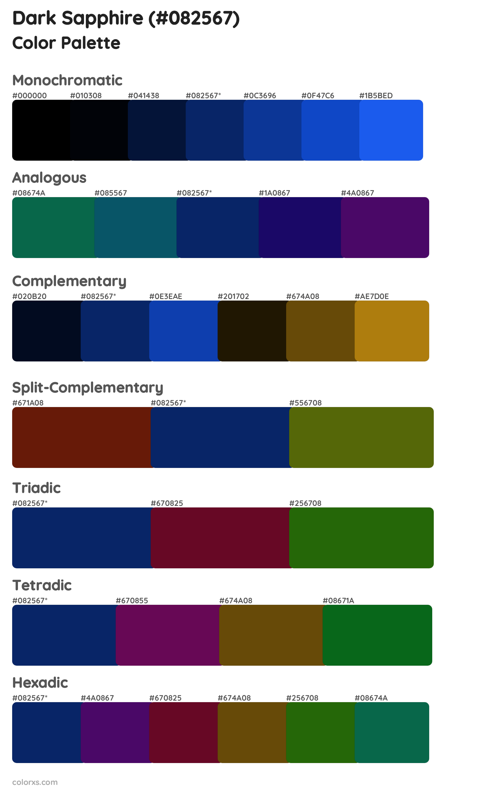 Dark Sapphire Color Scheme Palettes