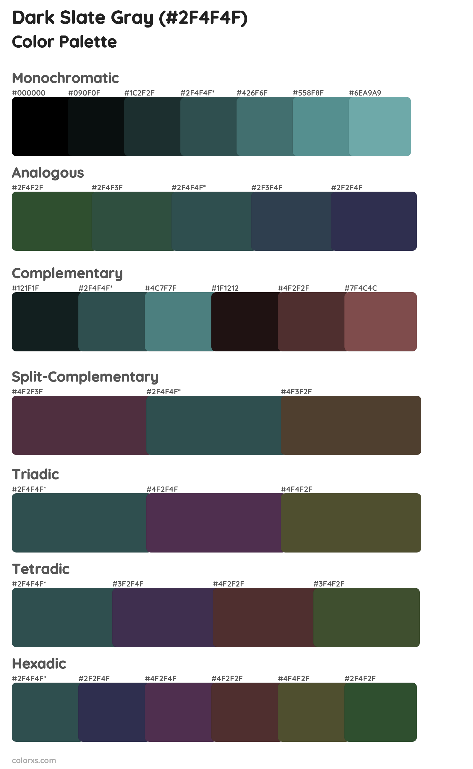 Dark Slate Gray Color Scheme Palettes