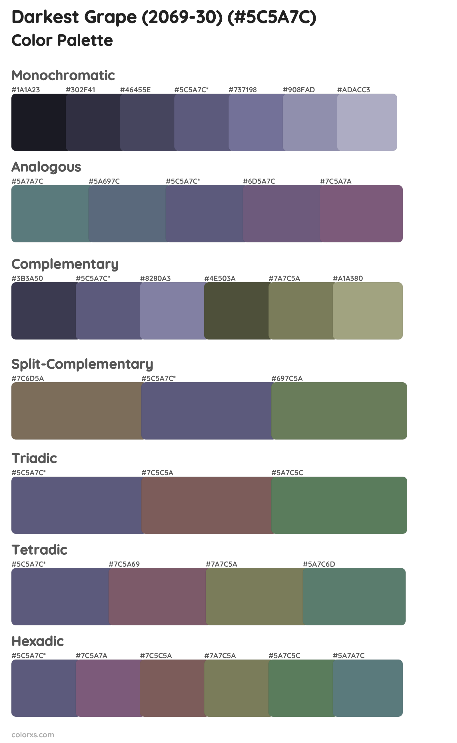 Darkest Grape (2069-30) Color Scheme Palettes