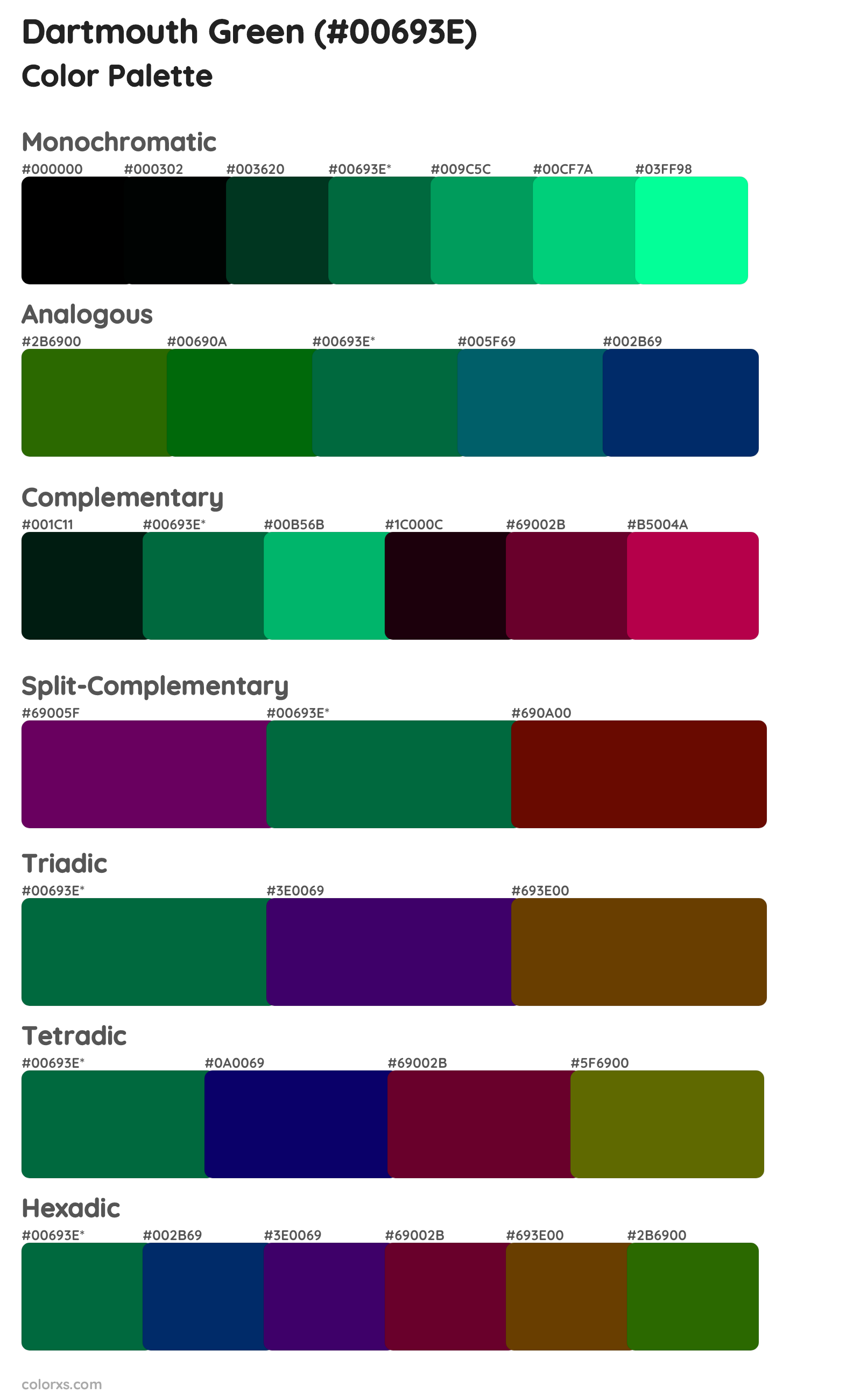 Dartmouth Green Color Scheme Palettes