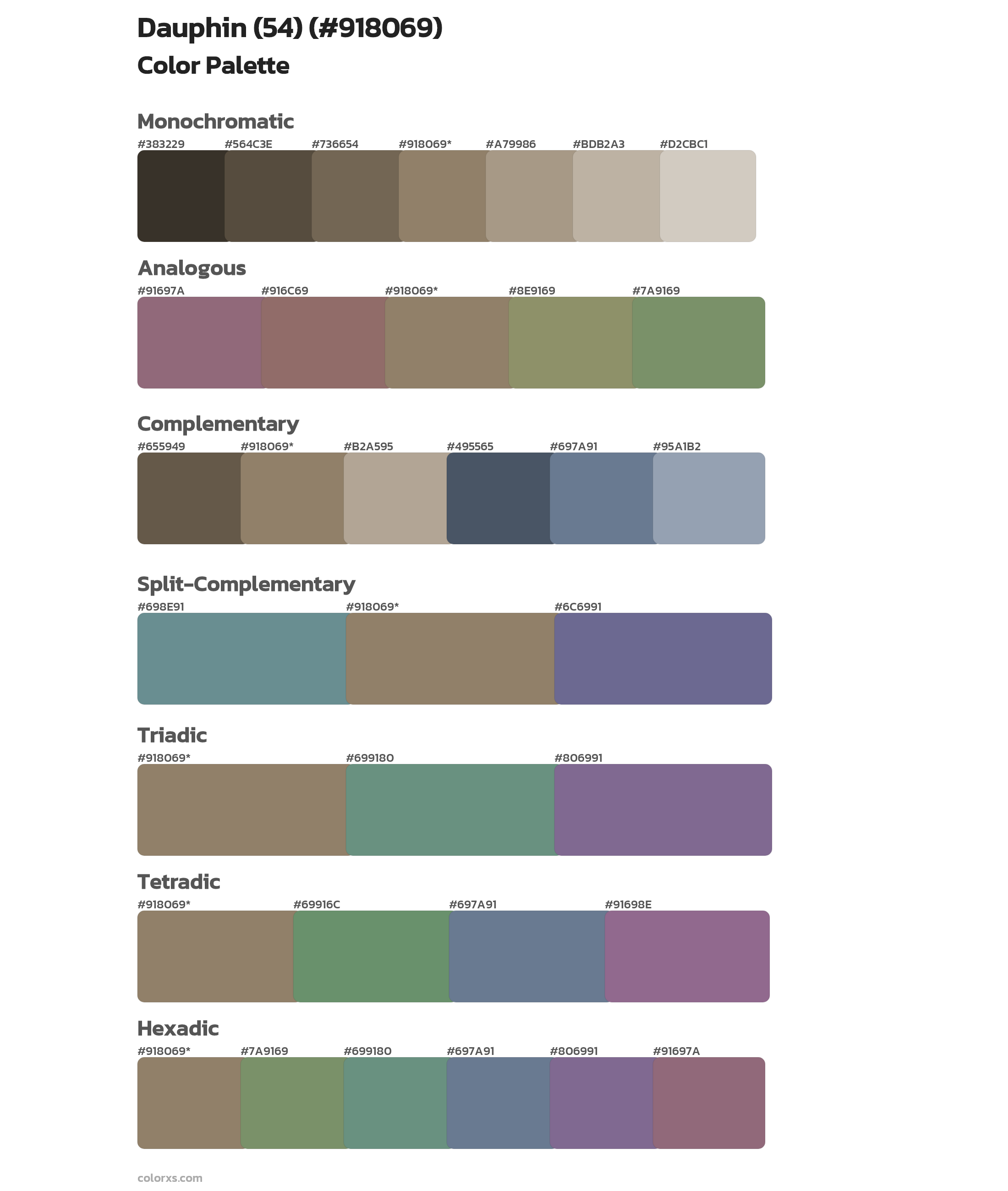 Dauphin (54) Color Scheme Palettes