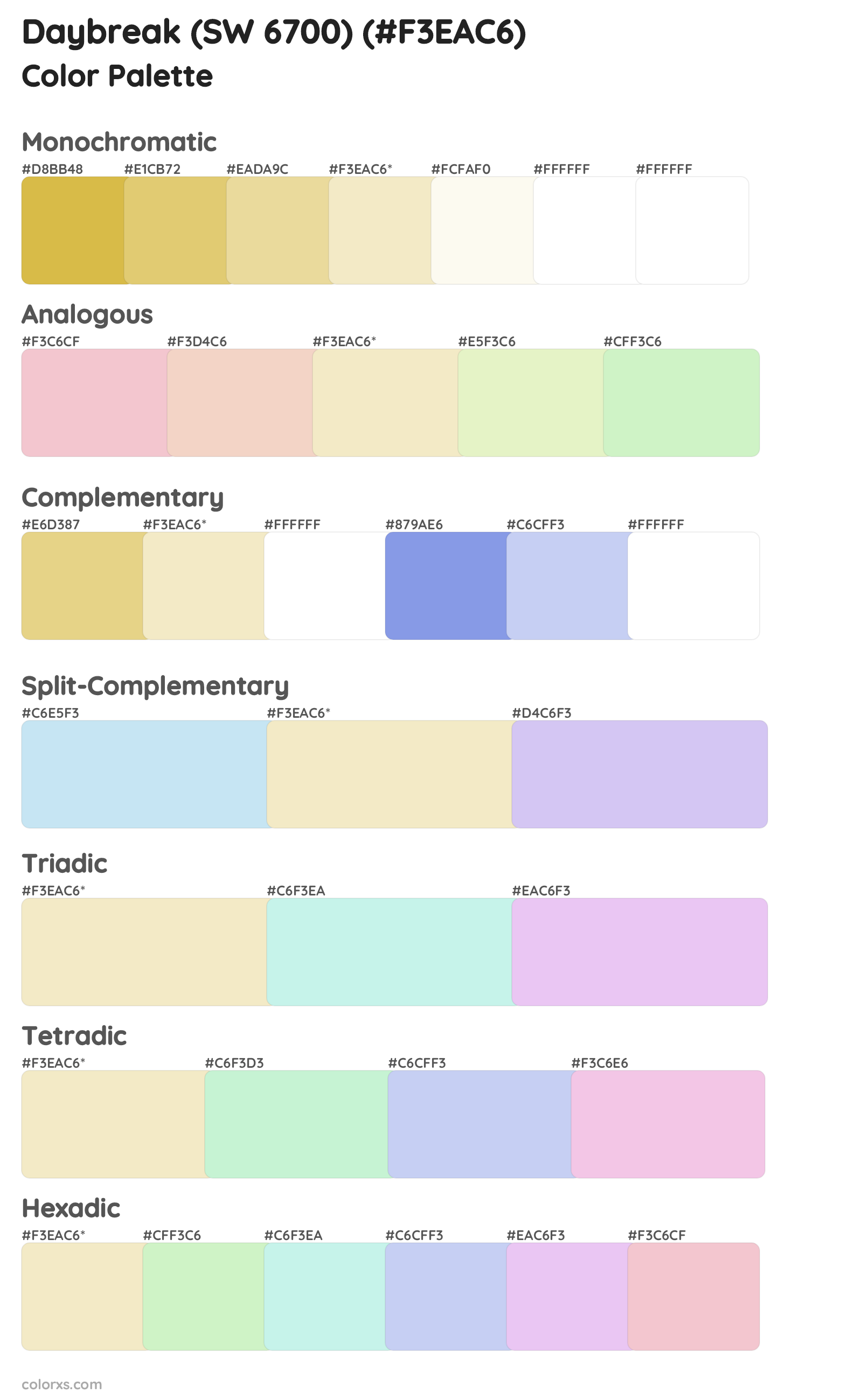 Daybreak (SW 6700) Color Scheme Palettes