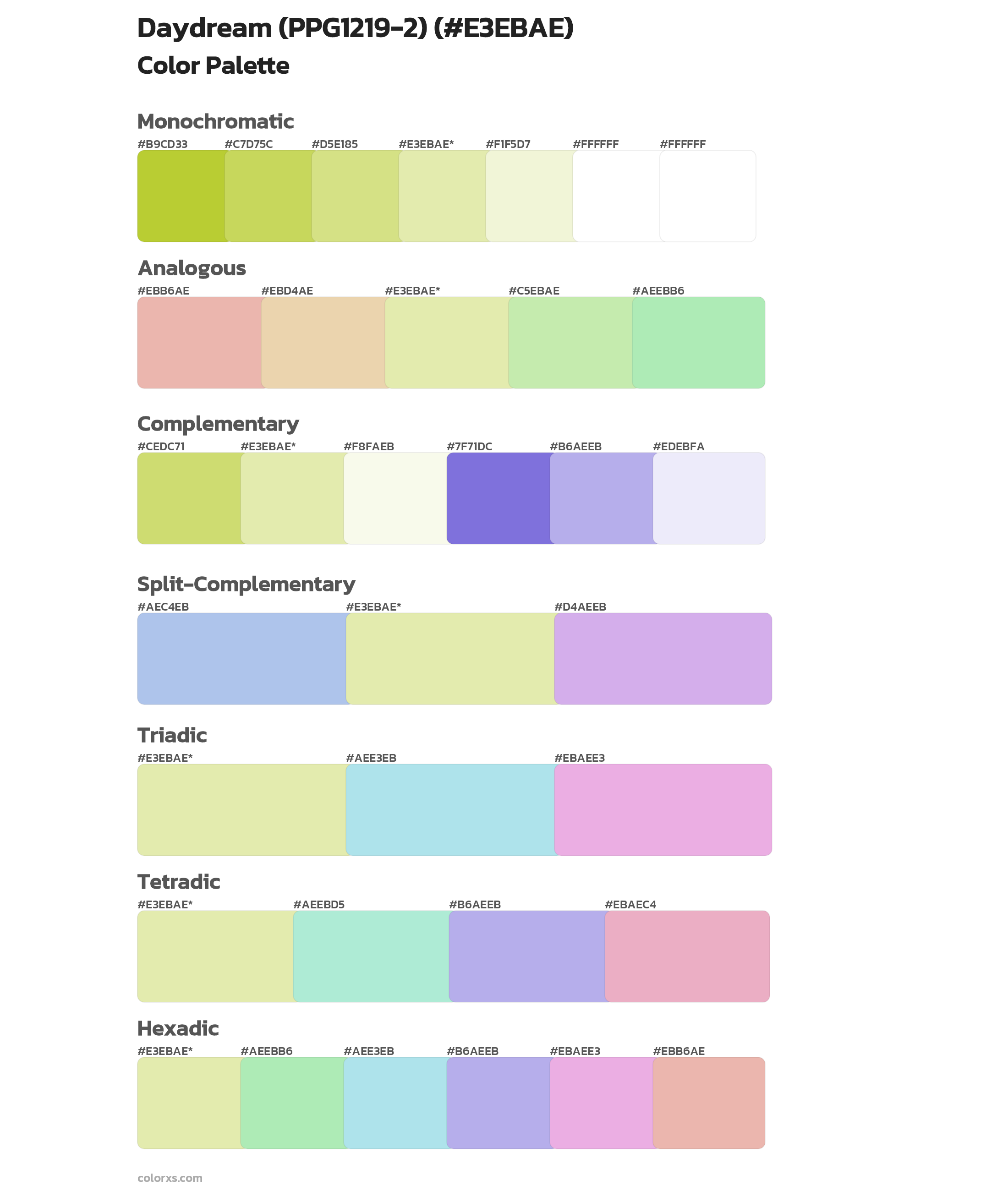 Daydream (PPG1219-2) Color Scheme Palettes