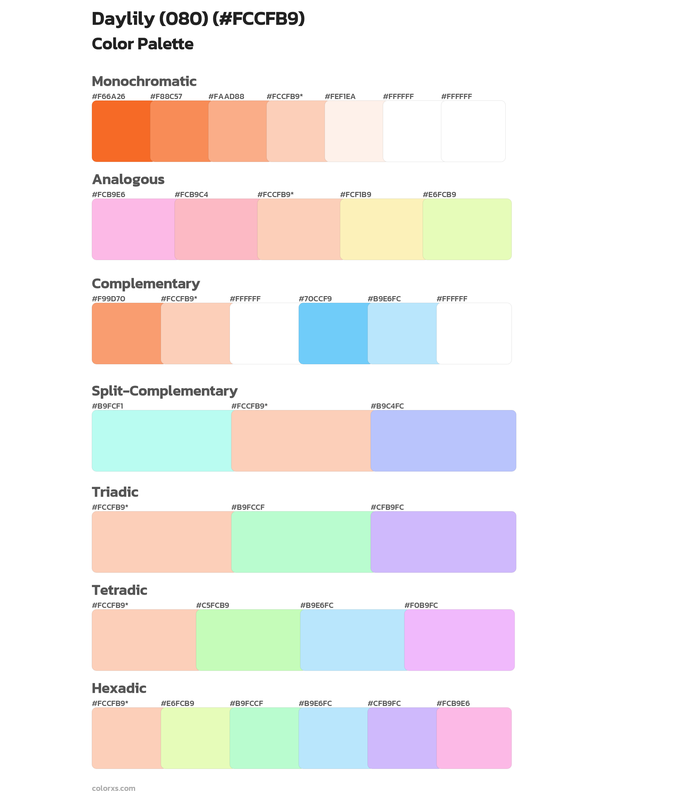 Daylily (080) Color Scheme Palettes