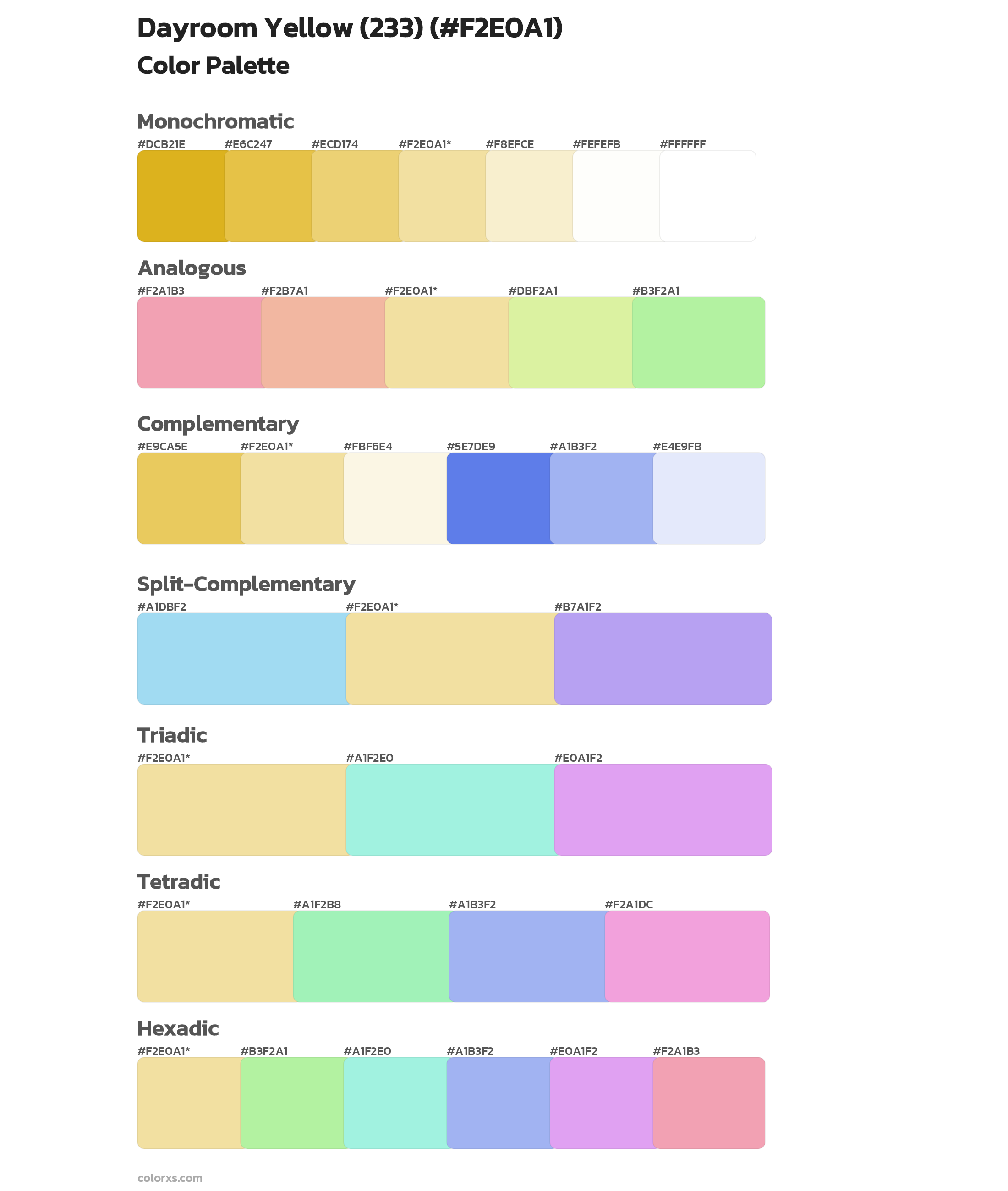 Dayroom Yellow (233) Color Scheme Palettes