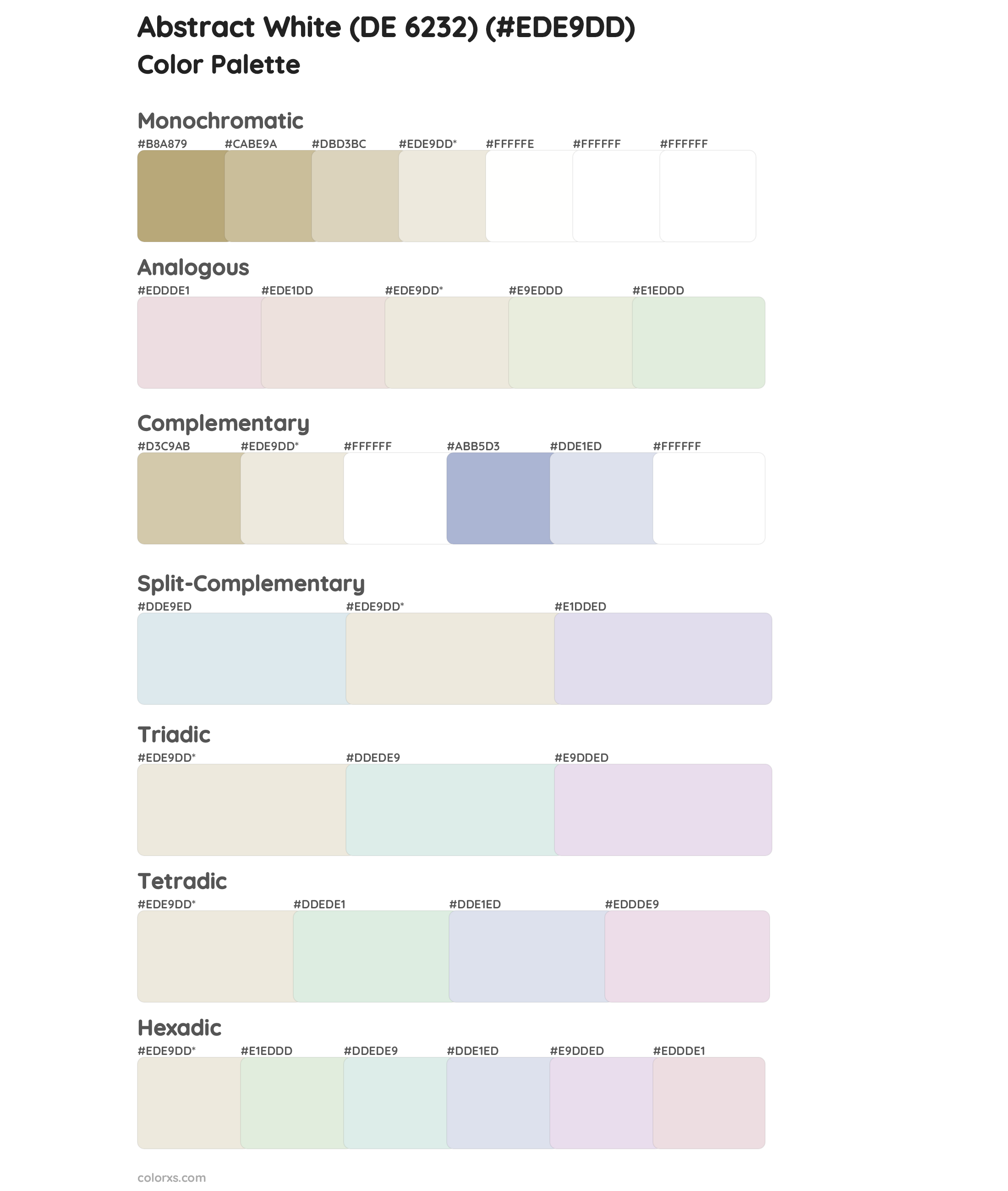 Abstract White (DE 6232) Color Scheme Palettes