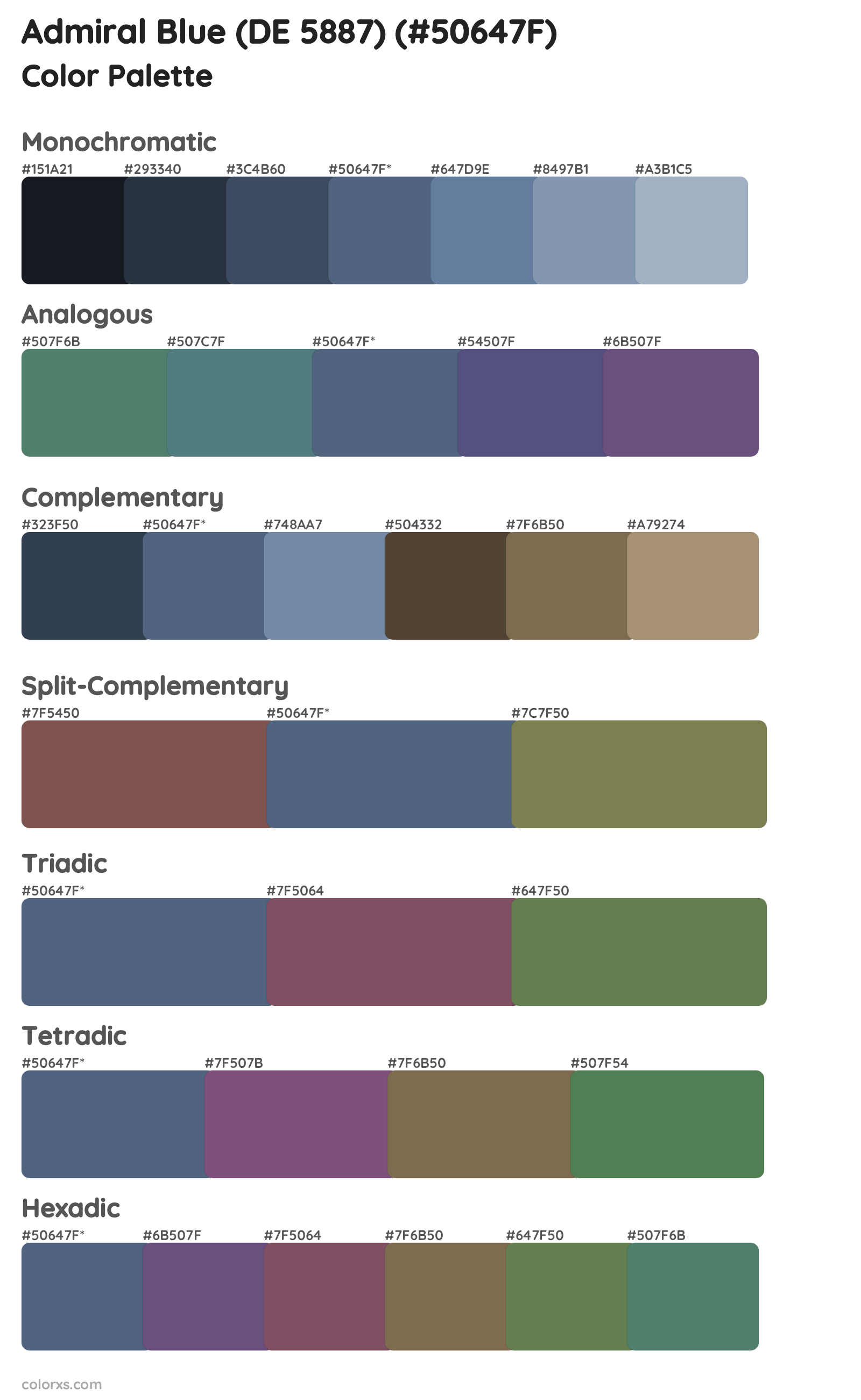 Admiral Blue (DE 5887) Color Scheme Palettes