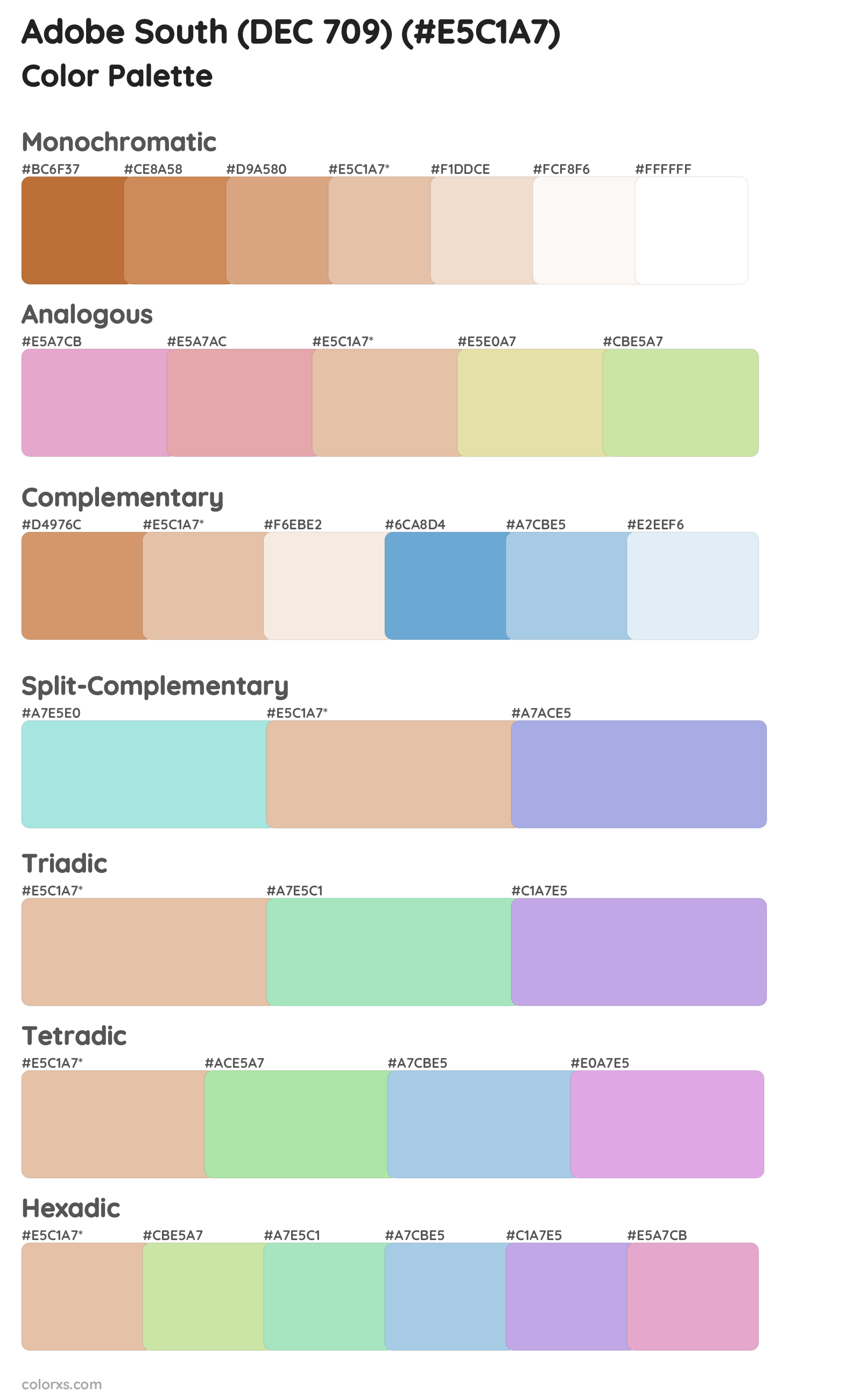 Adobe South (DEC 709) Color Scheme Palettes