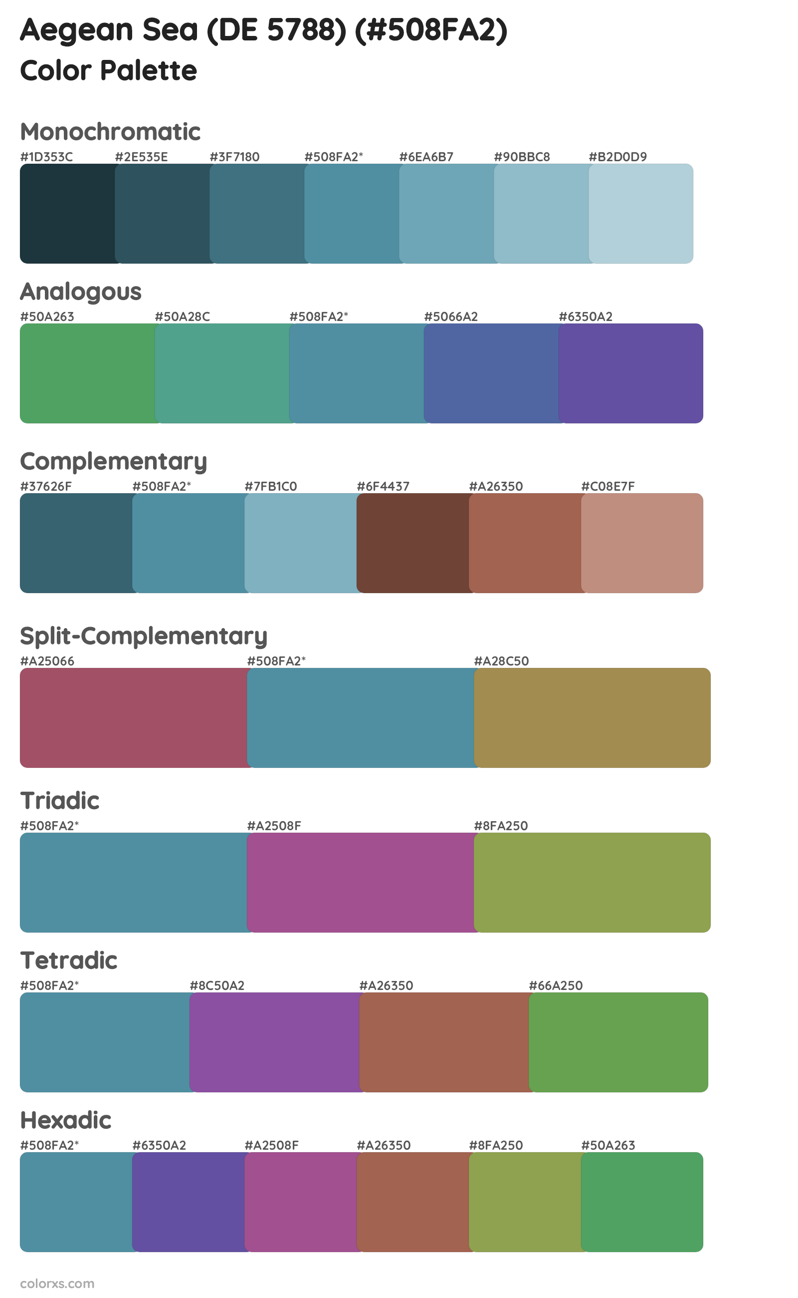 Aegean Sea (DE 5788) Color Scheme Palettes