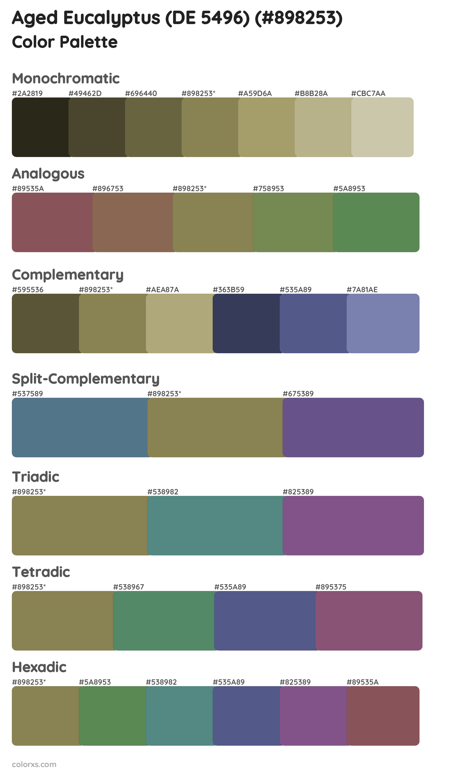 Aged Eucalyptus (DE 5496) Color Scheme Palettes
