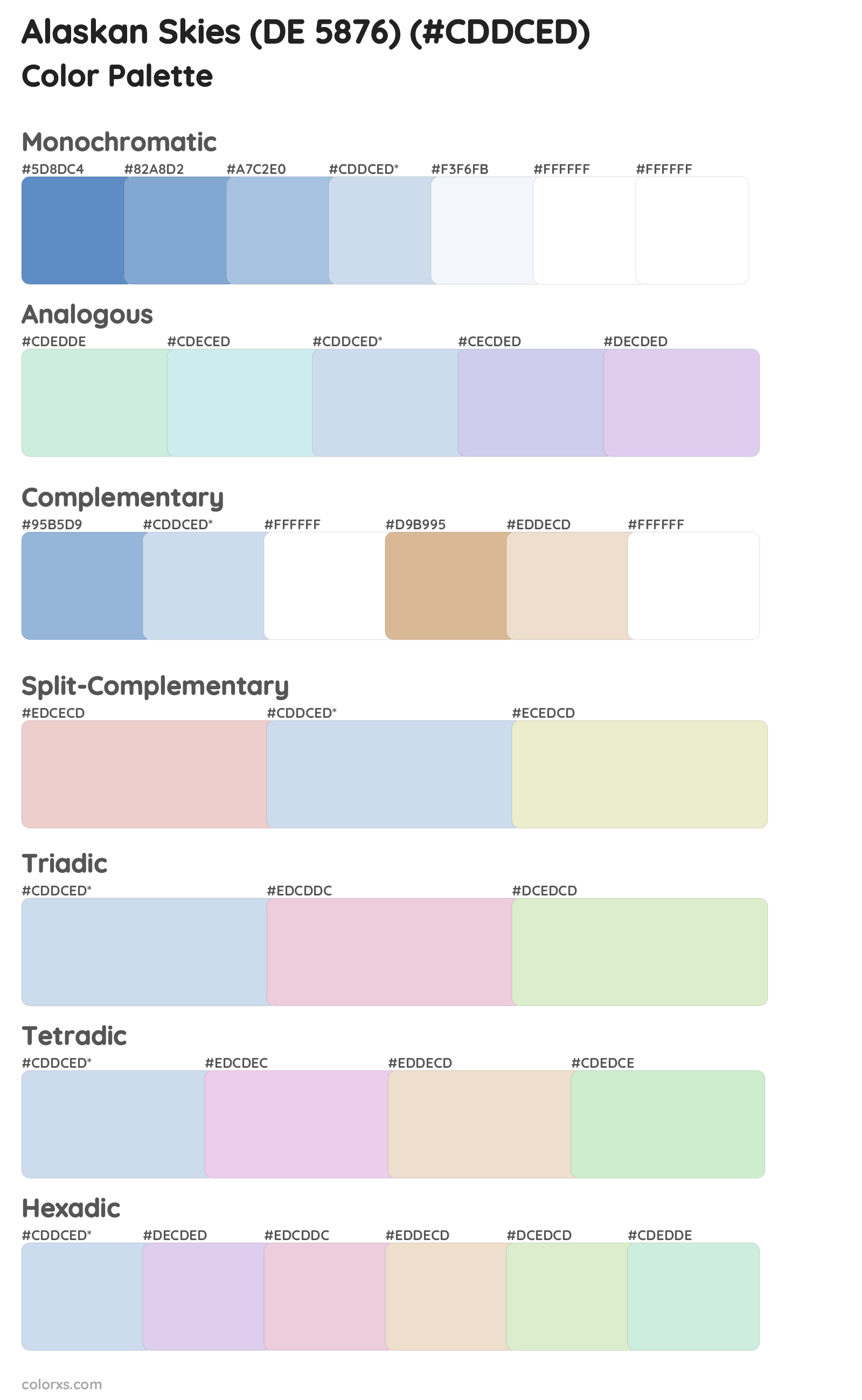 Alaskan Skies (DE 5876) Color Scheme Palettes