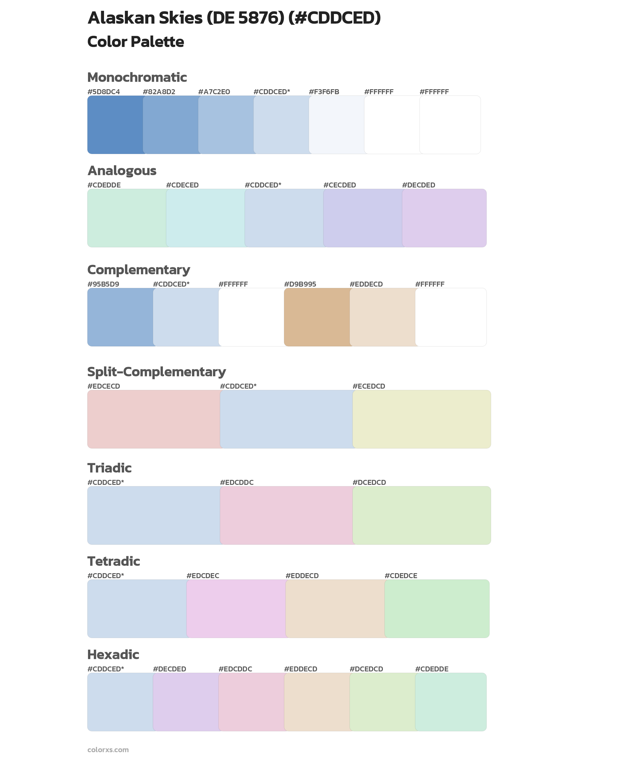 Alaskan Skies (DE 5876) Color Scheme Palettes