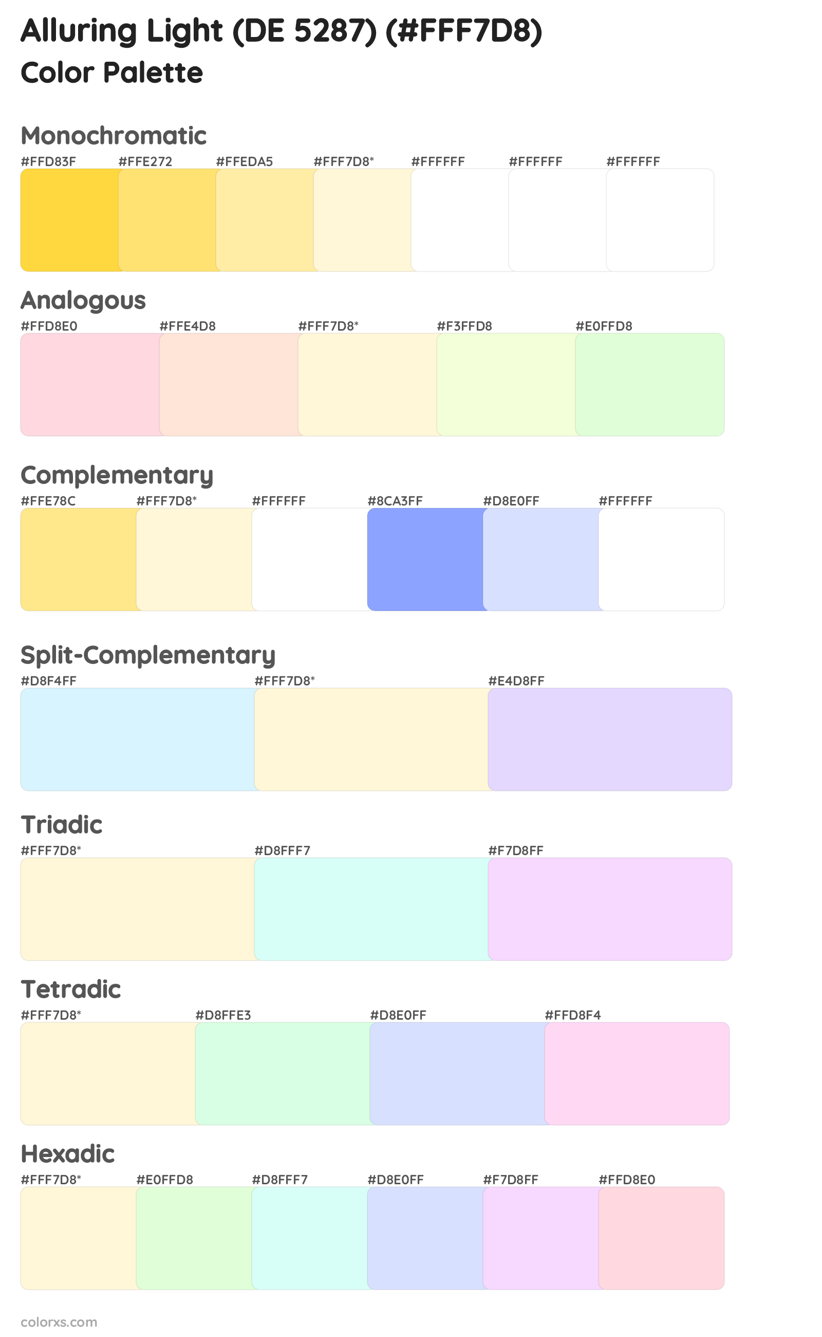 Alluring Light (DE 5287) Color Scheme Palettes